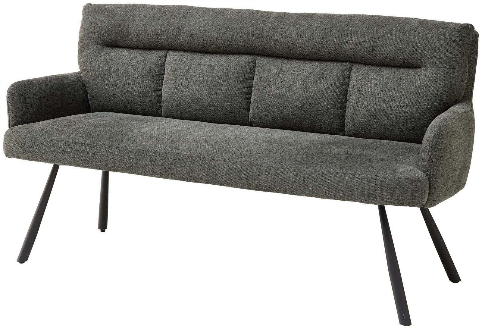 freiraum Polsterbank Sofia, Armlehnen, Federkern, grau / schwarz,Strukturstoff - 180x93x69 (BxHxT)