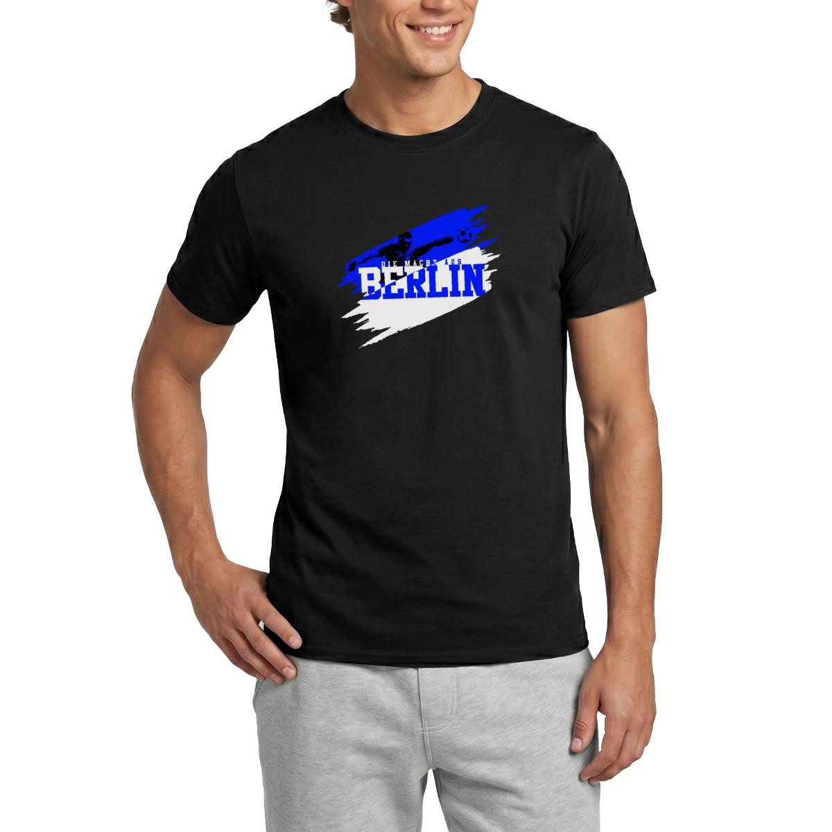 T-Shirt Die Macht Aus Berlin Blau-Weiß Fußball Fan Männer T-Shirt