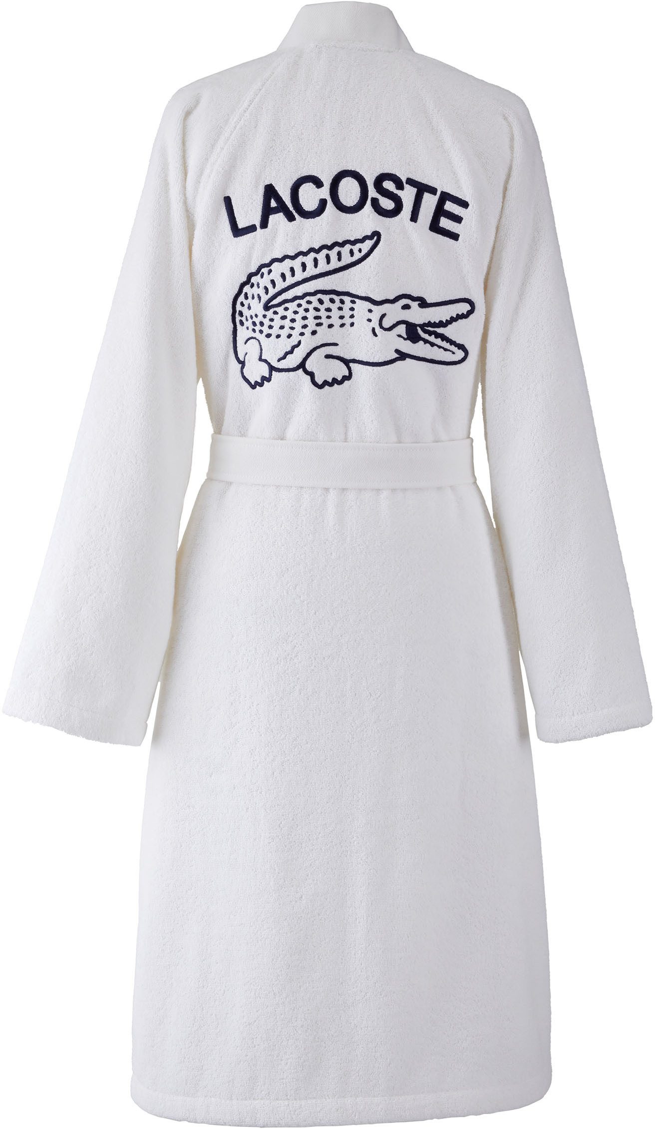 Lacoste Bademantel LDEFILE, Midilänge, Baumwolle, Kimono-Kragen, Gürtel, Mit Logo-Stickerei auf der Rückseite, aus 100% Baumwolle