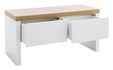 MCA furniture Schuhbank Garderobenbank CALI, B 91 x H 45 cm, Weiß matt, Eiche Wotan Dekor, 2 Schubladen