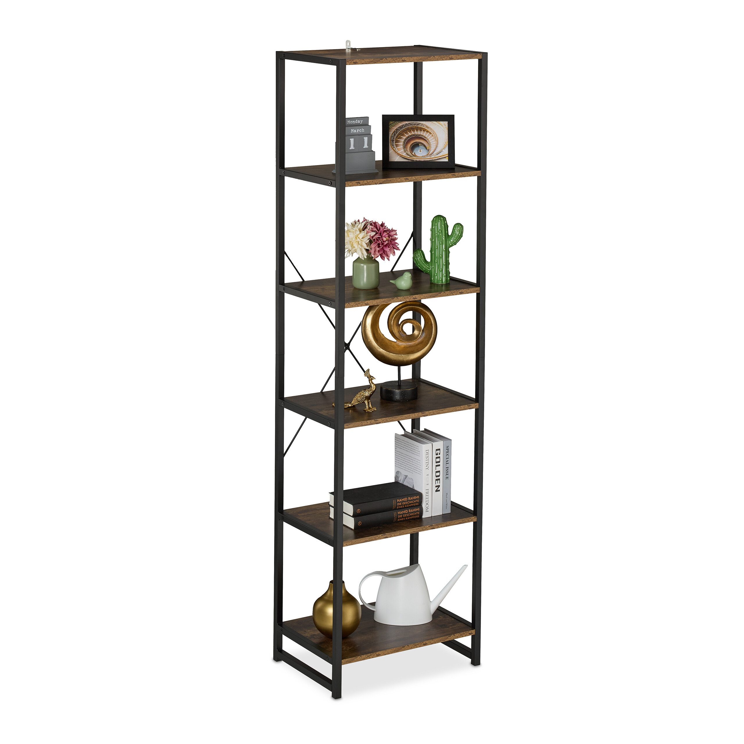 relaxdays Standregal mit 6 Ebene, Industrial-Schwarz günstig online kaufen