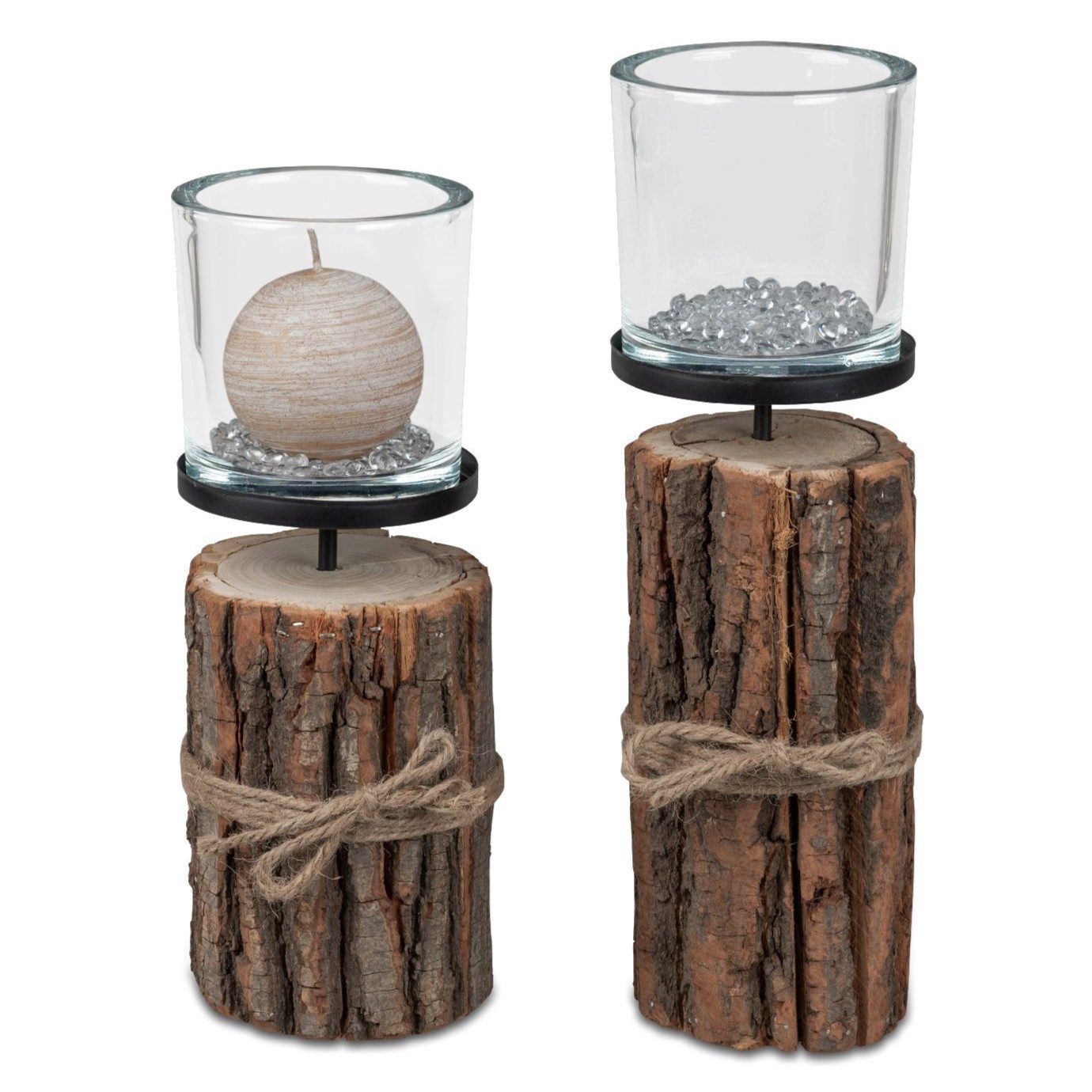 formano Windlicht Baumstamm, mit Glasaufsatz, Natur, Motiv: Baumstamm
