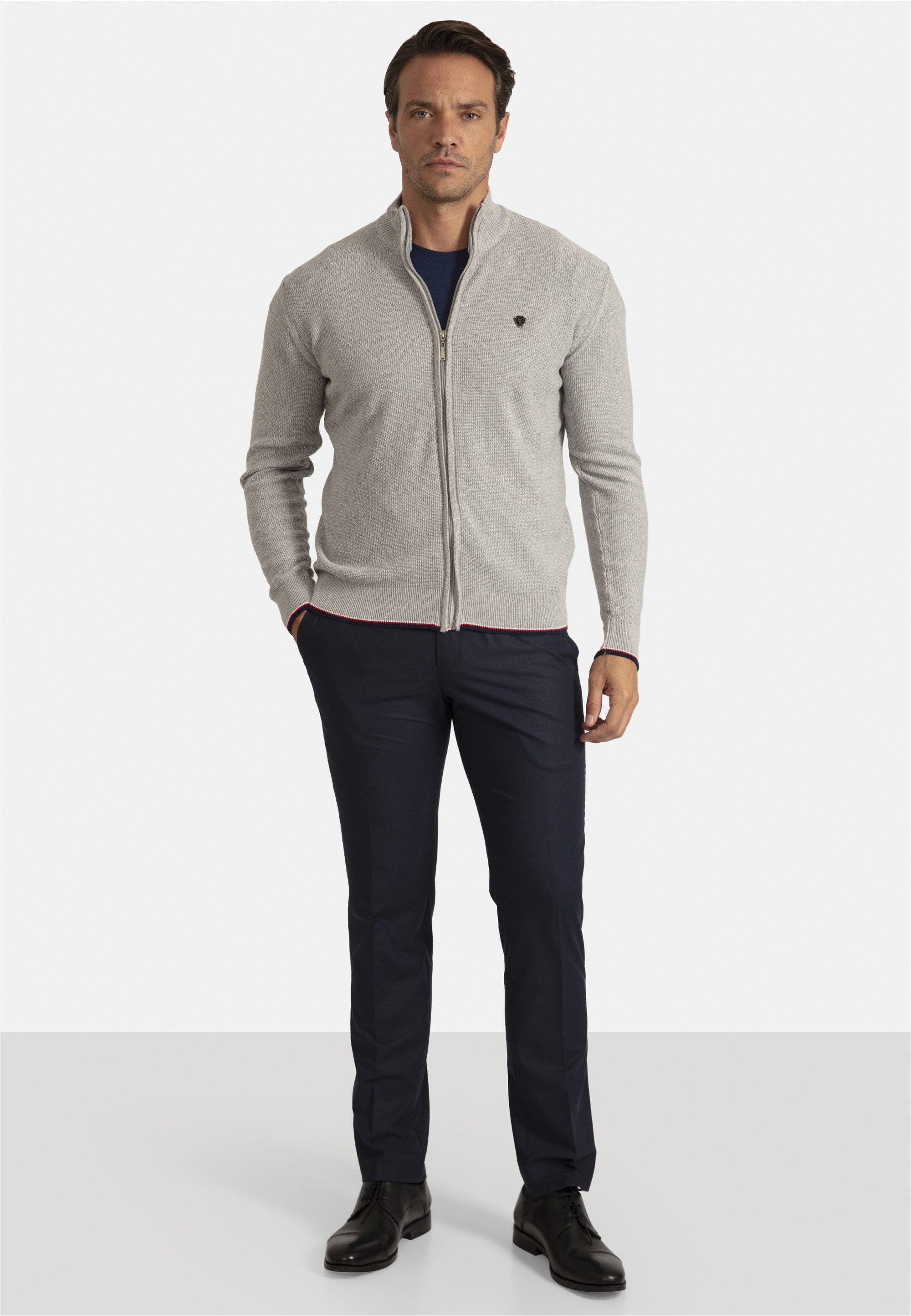 SIR RAYMOND TAILOR Strickjacke Sydney (1-tlg) mit kleinem Stehkragen