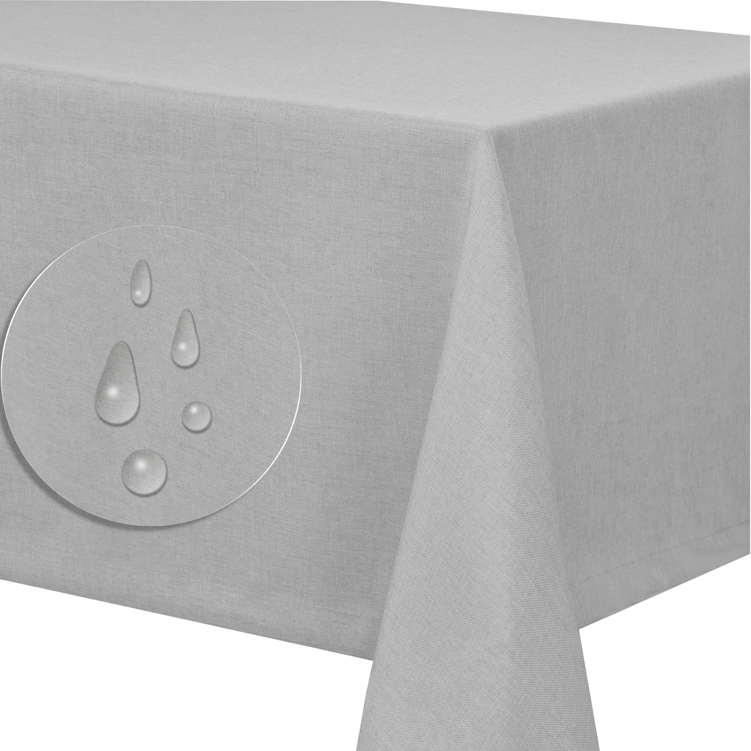 Fiora Tischdecke Leinenstruktur Tischdecke Tischtuch schmutzabweisend tafeltuch Lotuseffekt pflegeleicht Optik abwaschbar Leinen