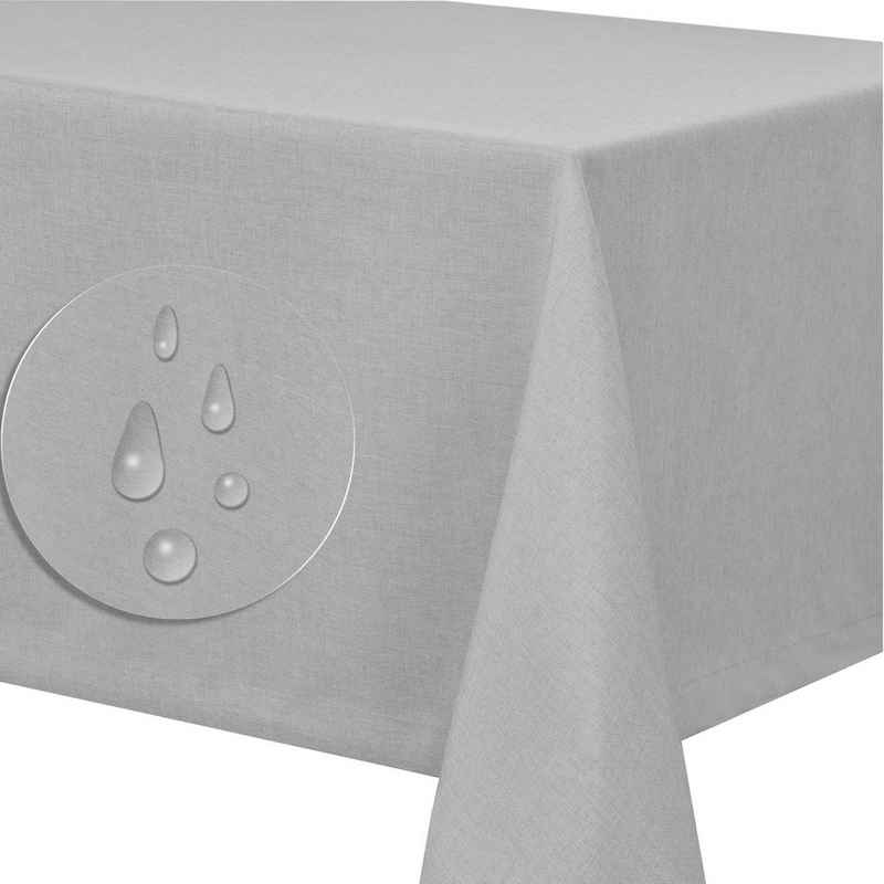Fiora Tischdecke Leinenstruktur Tischdecke Tischtuch Leinen Optik pflegeleicht schmutzabweisend abwaschbar Lotuseffekt tafeltuch