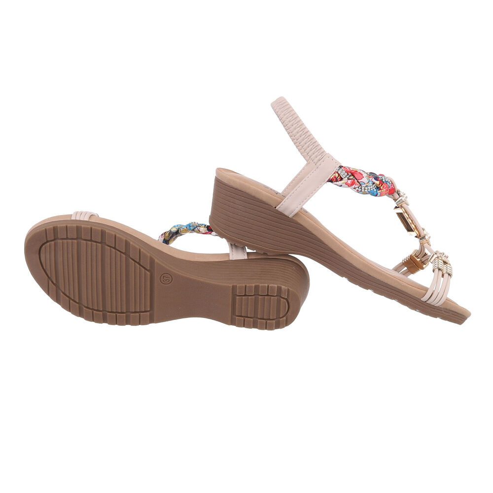 Ital-Design Damen Freizeit Keilsandalette (86016743) Keilabsatz/Wedge Keilsandaletten in Beige
