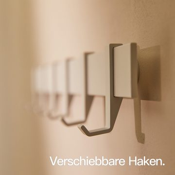 Designfabrik Hamburg Garderobenleiste, Wandgarderobe aus Metall, Garderobenhaken modern, verschiebbare Haken, schwebende Optik