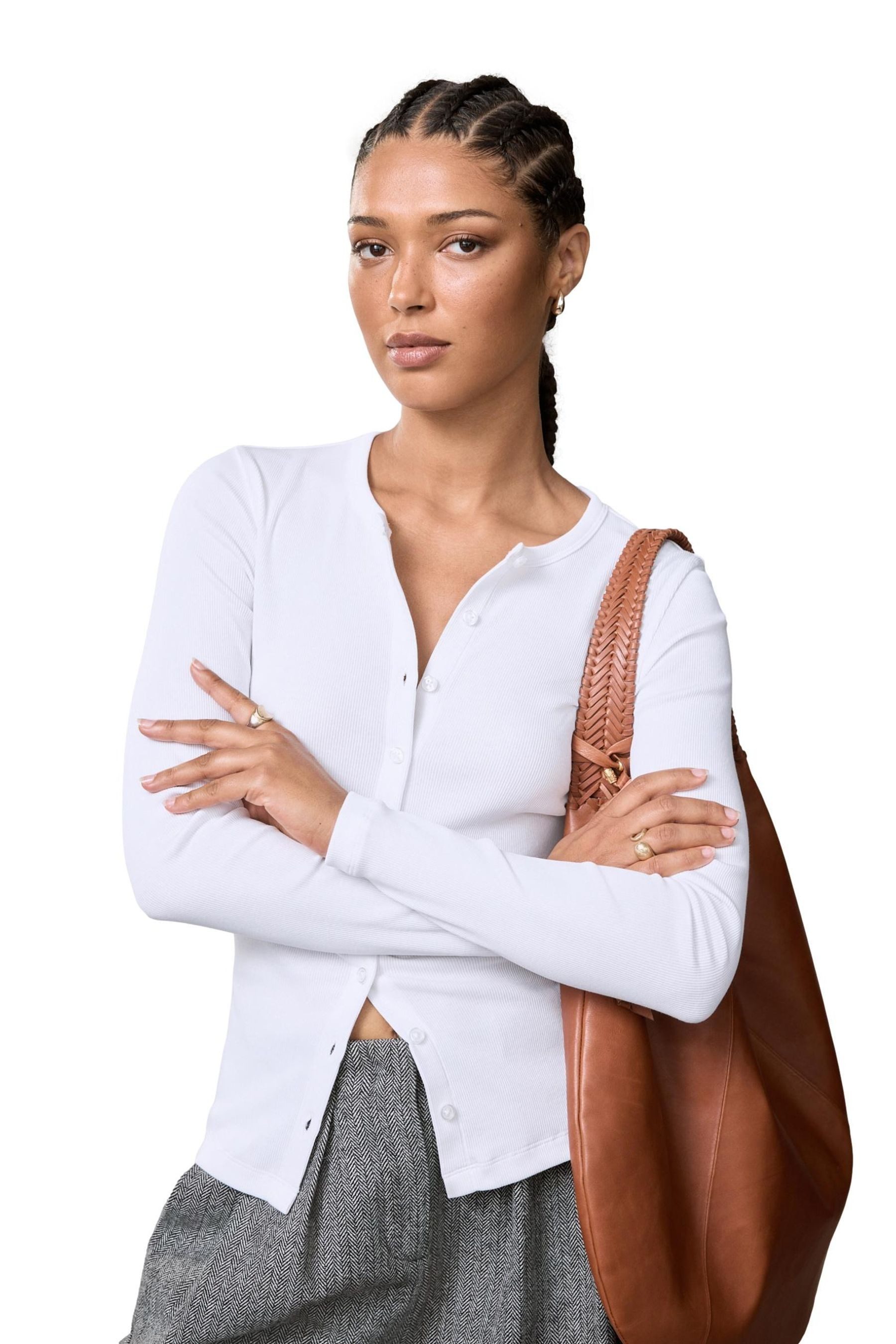 Next T-Shirt Geripptes, durchgeknöpftes Henley-Langarmshirt (1-tlg) günstig online kaufen