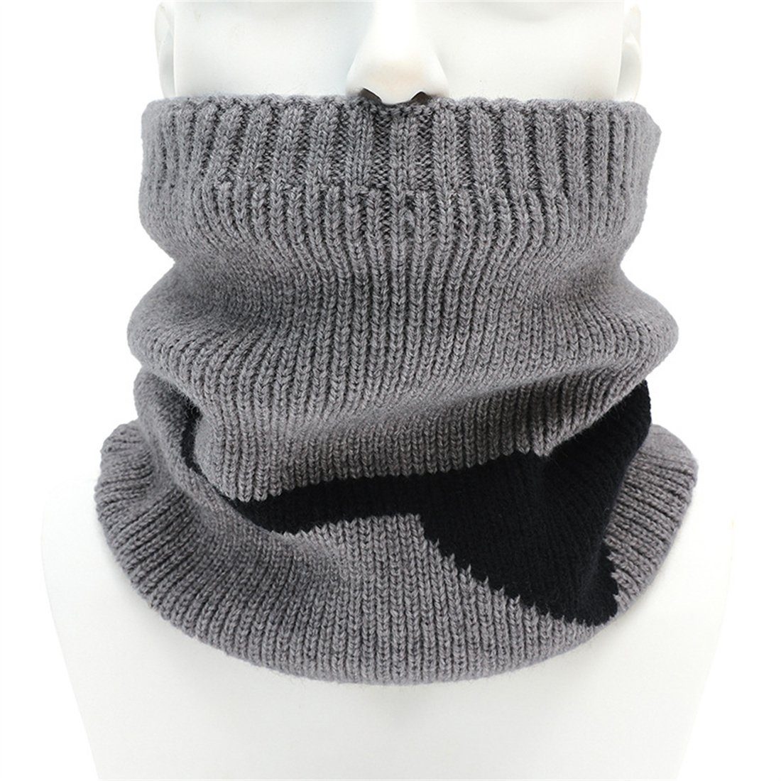 DÖRÖY Modeschal Unisex warm gepolstert Schal,Winter Abdeckung gestrickt gestrickt Hals Grau