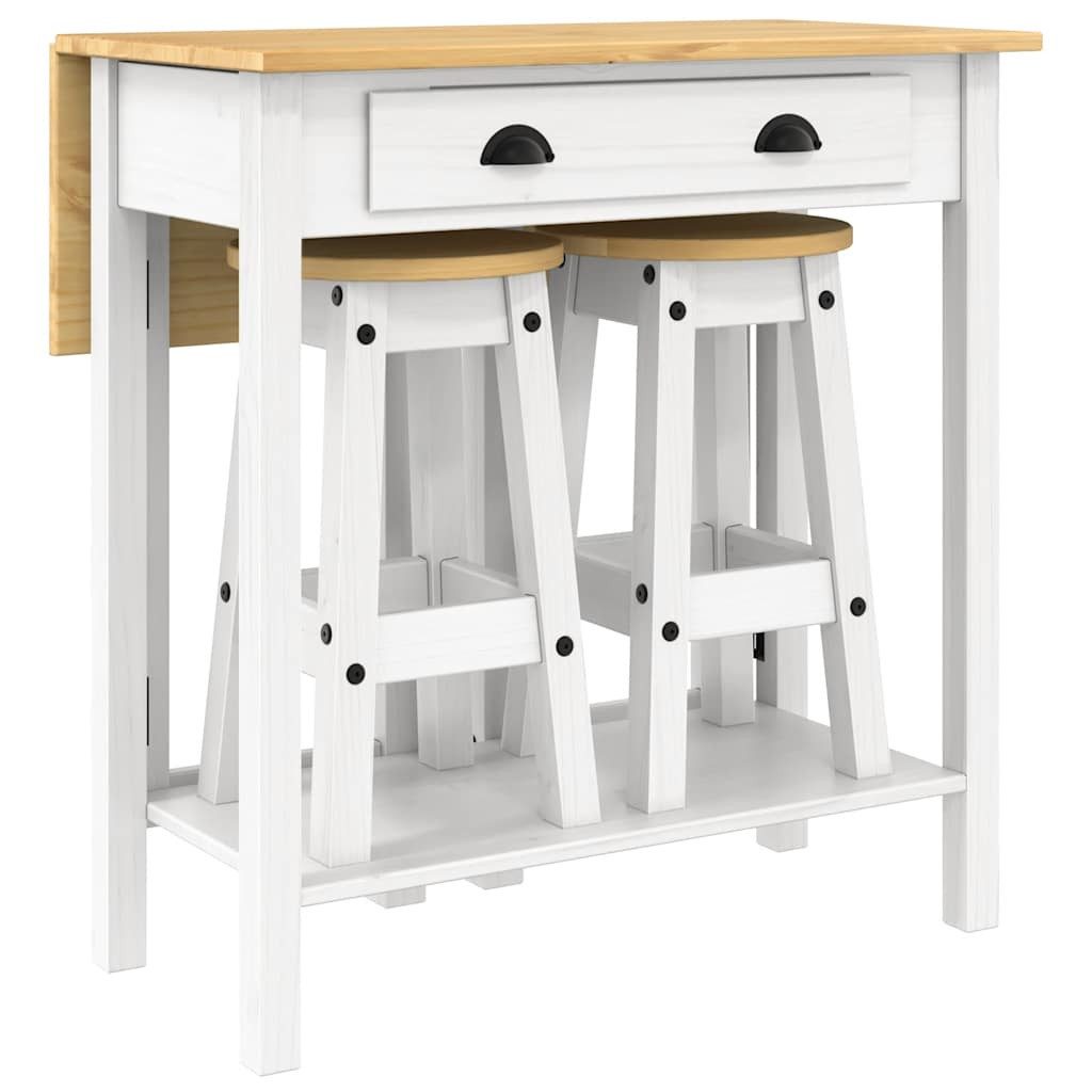 vidaXL Essgruppe 3-tlg. Bar-Set Weiß Massivholz Kiefer, (1-tlg)