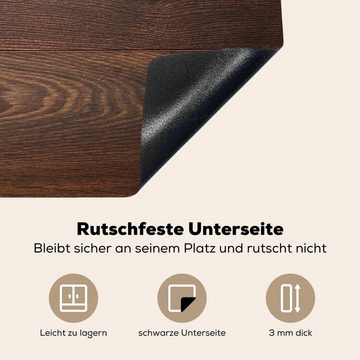 MuchoWow Herdblende-/Abdeckplatte Glatte dunkelbraune Holztextur, Vinyl, (1 tlg), 76x51 cm, Ceranfeldabdeckung für die küche, Induktionsmatte