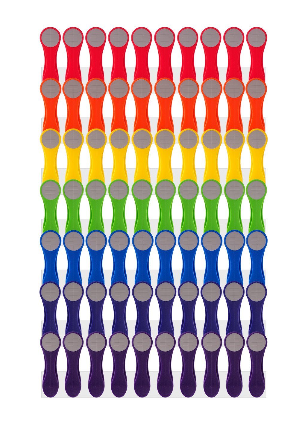 trendfinding Wäscheklammern Regenbogen mit Softgrip, Druckfedern aus Edelstahl, 70 Stk., Langlebigkeit durch Federn aus Edelstahl, neueste Klammertechnik