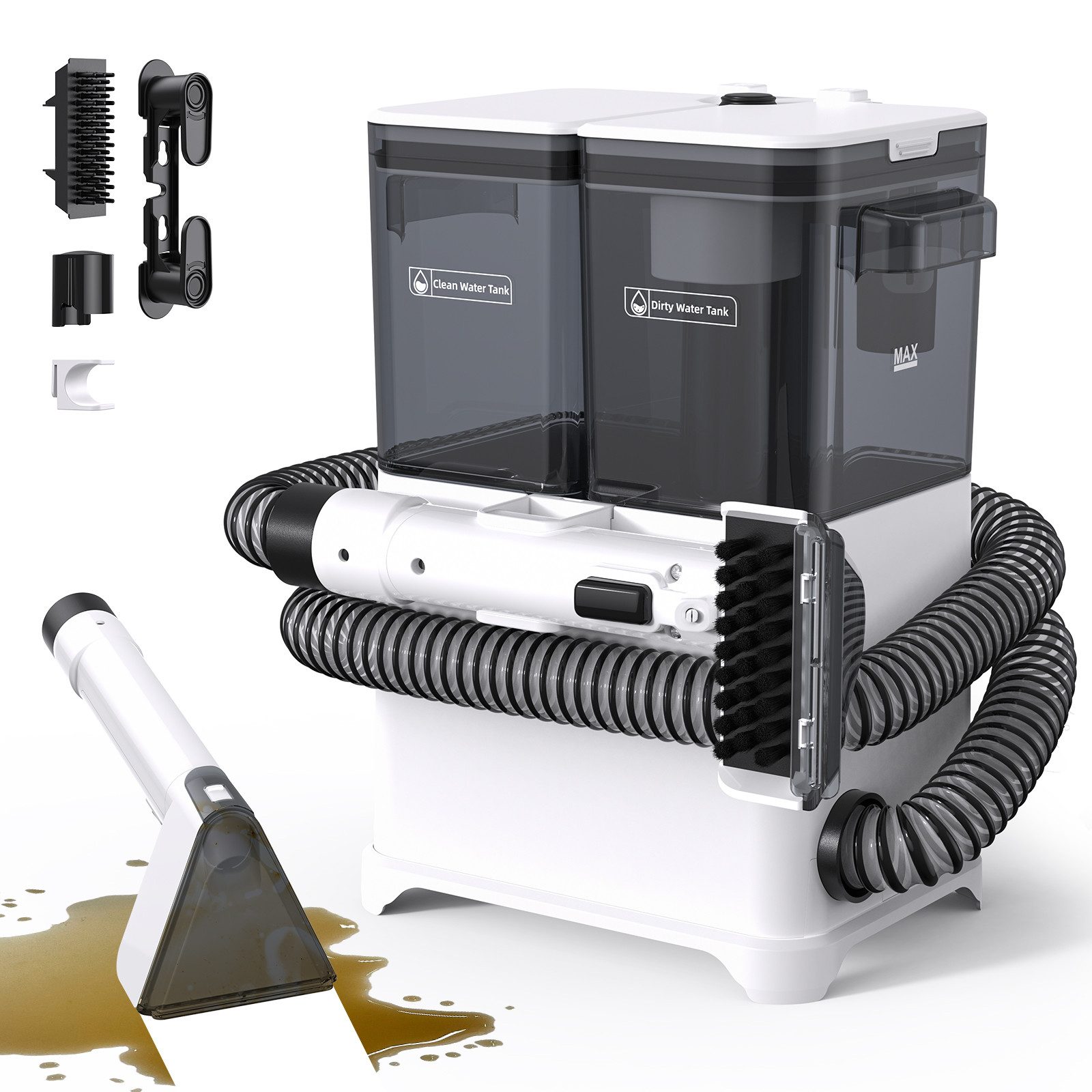 lubluelu Teppichreinigungsgerät V3 Polsterreiniger Gerät Waschsauger 12000Pa Fleckenreiniger 3in1, 450 W, beutellos, für Teppiche, Polster, Sofa, Auto, Flecken / Dual-Tank-Technologie
