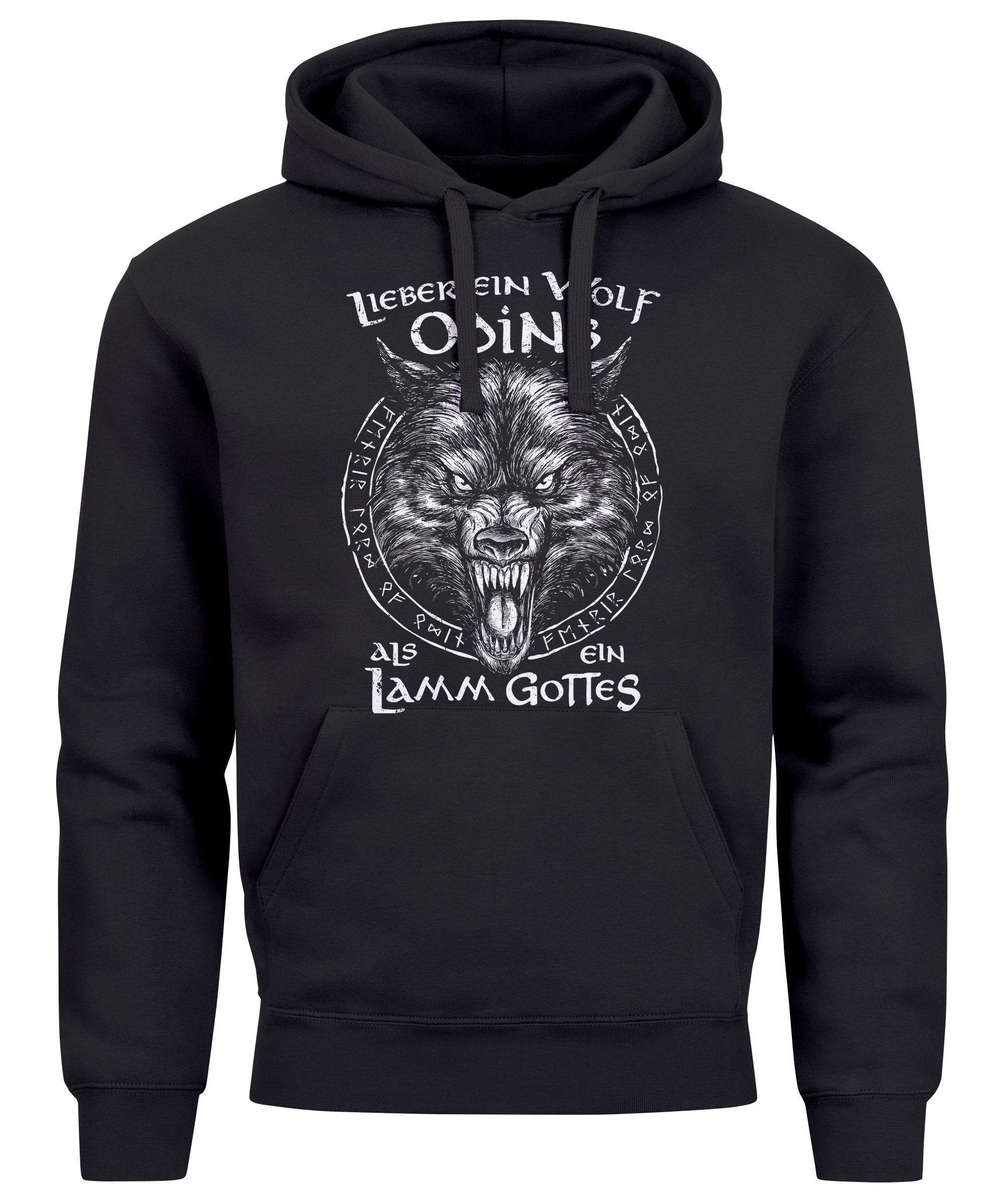 Neverless Hoodie Hoodie Herren Spruch Lieber ein Wolf Odins als ein