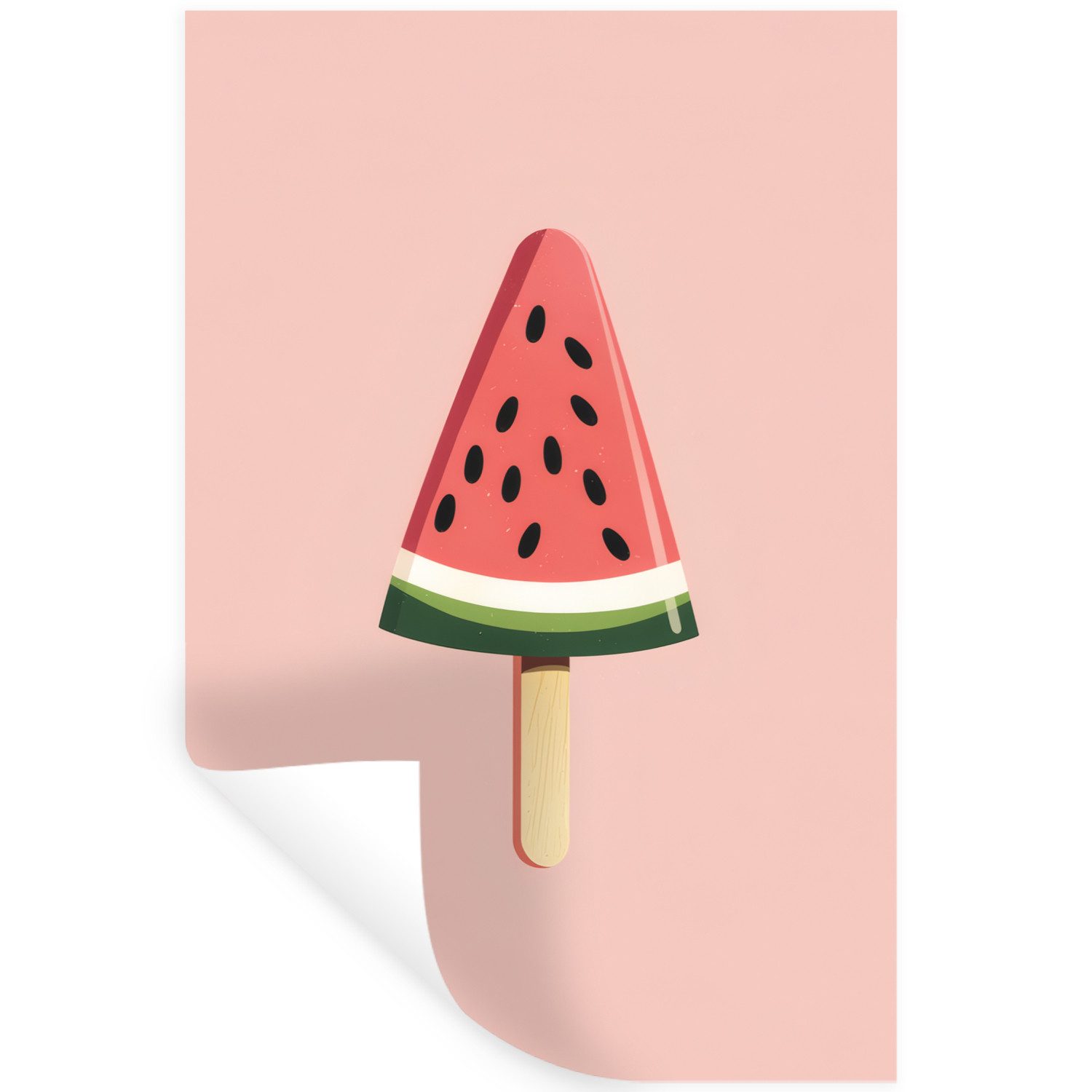 MuchoWow Wandsticker Wassermelone - Eiscreme - Kerne - Rot (1 St), Wandaufkleber, Selbstklebend, Wohnzimmer, 20x30 cm