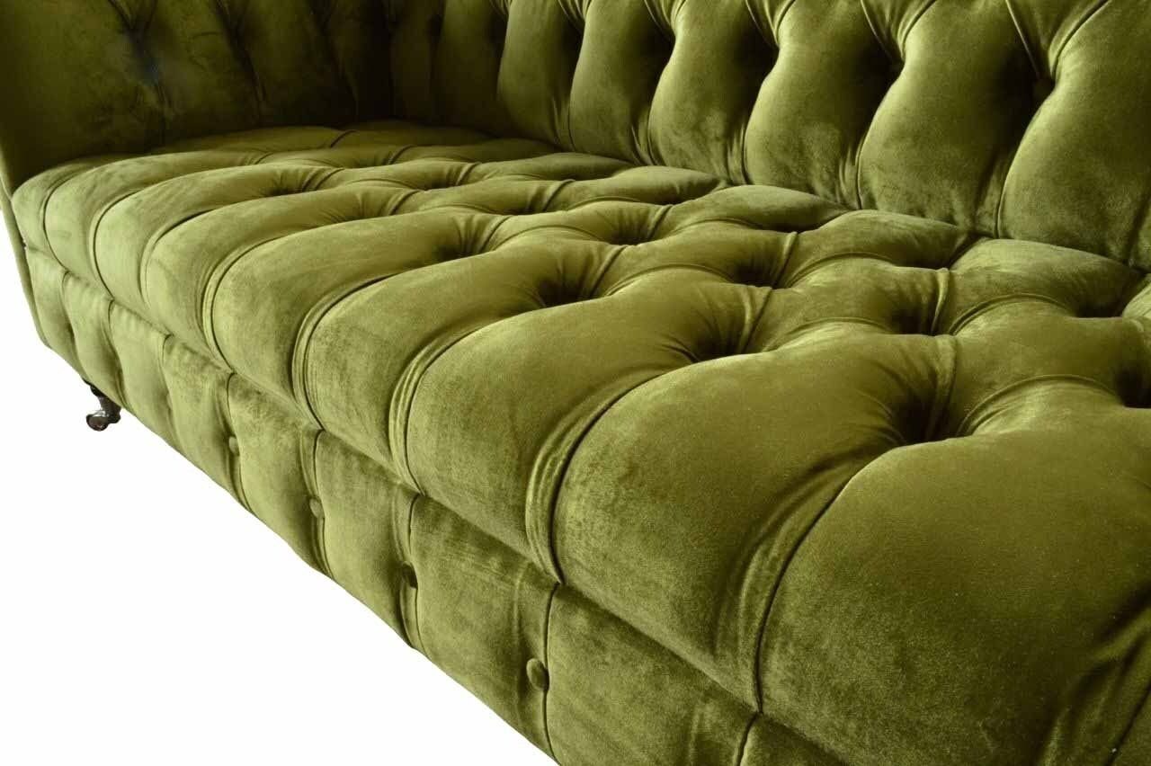 Design Sitzer Couch Polster Grün Sofa Chesterfield Made Europe In 3 Sofa JVmoebel Sofas Wohnzimmer,