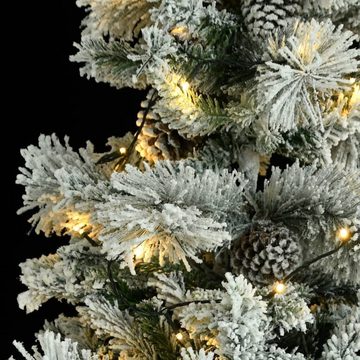 vidaXL Künstlicher Weihnachtsbaum Weihnachtsbaum mit LEDs Zapfen Beschneit 195 cm PVC PE