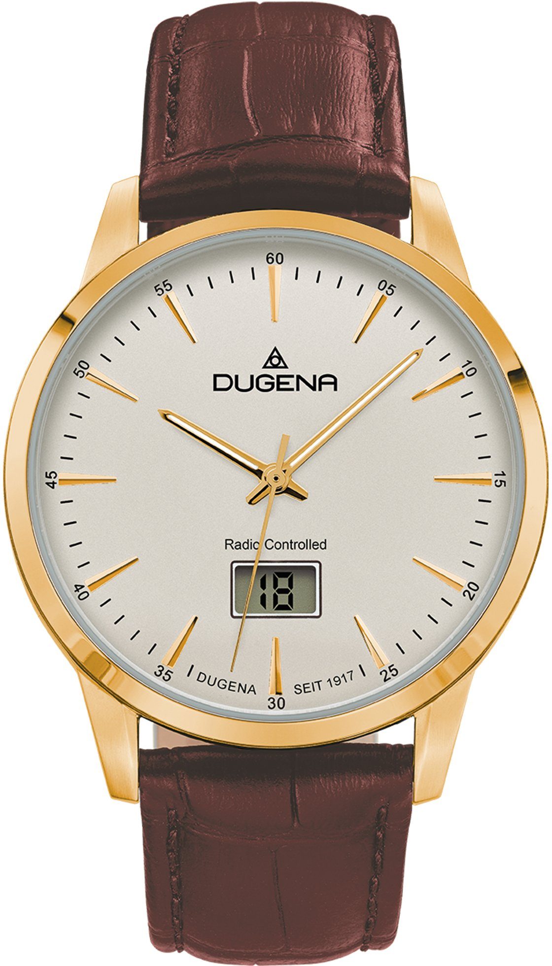 Dugena Funkuhr Momentum, 4460860, Armbanduhr, Quarzuhr, Herrenuhr, Datum, Leuchtzeiger, Saphirglas