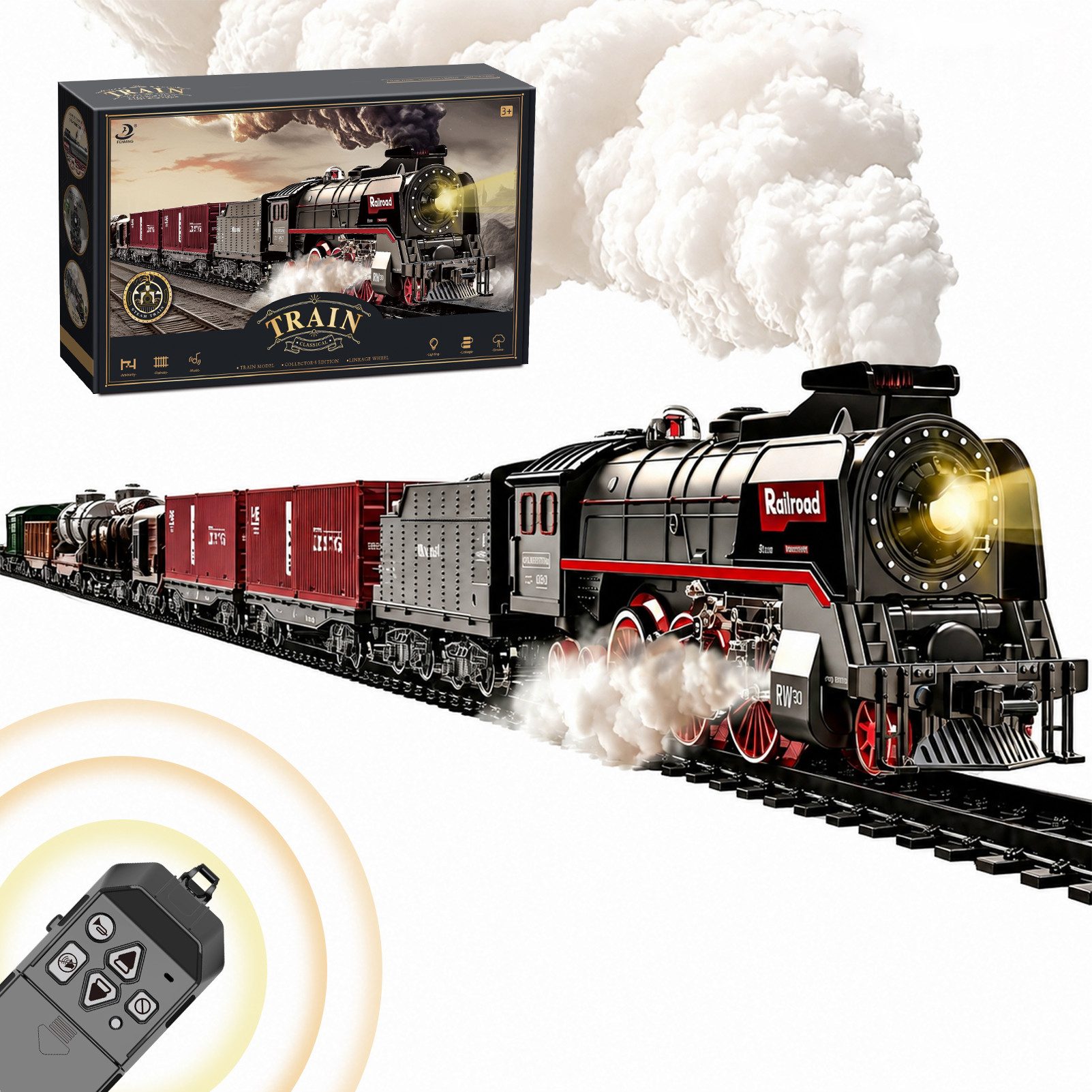 Esun Spielzeug-Zug Elektrische Zug Spielzeug, Eisenbahn Kinder Elektrisch, Fernbedienung, (Set, Komplettset), Geschenk für Frauen Männer Kinder Erwachsene