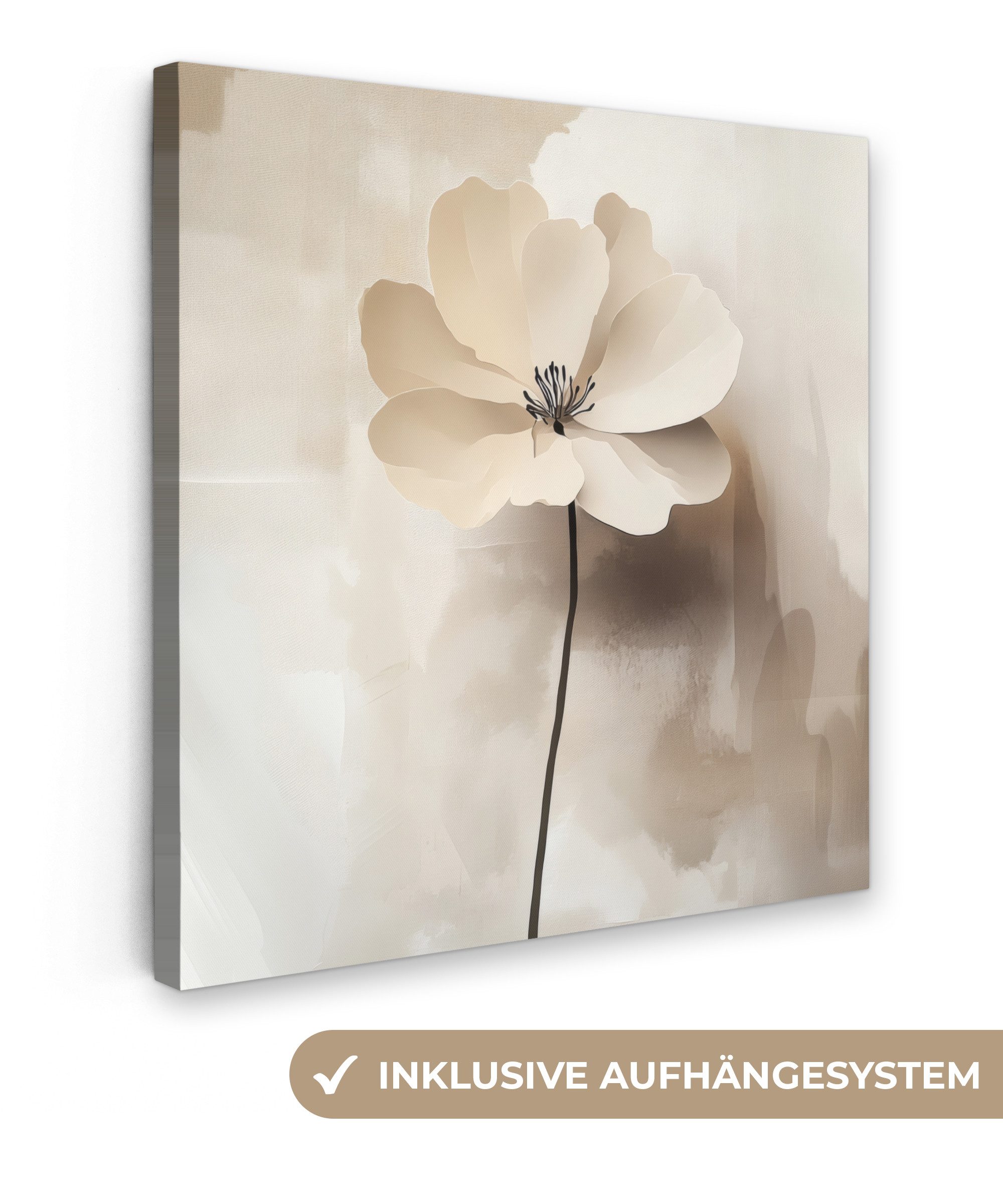 OneMillionCanvasses® Leinwandbild Blume - Beige - Farbe - Schatten, Fotodru günstig online kaufen