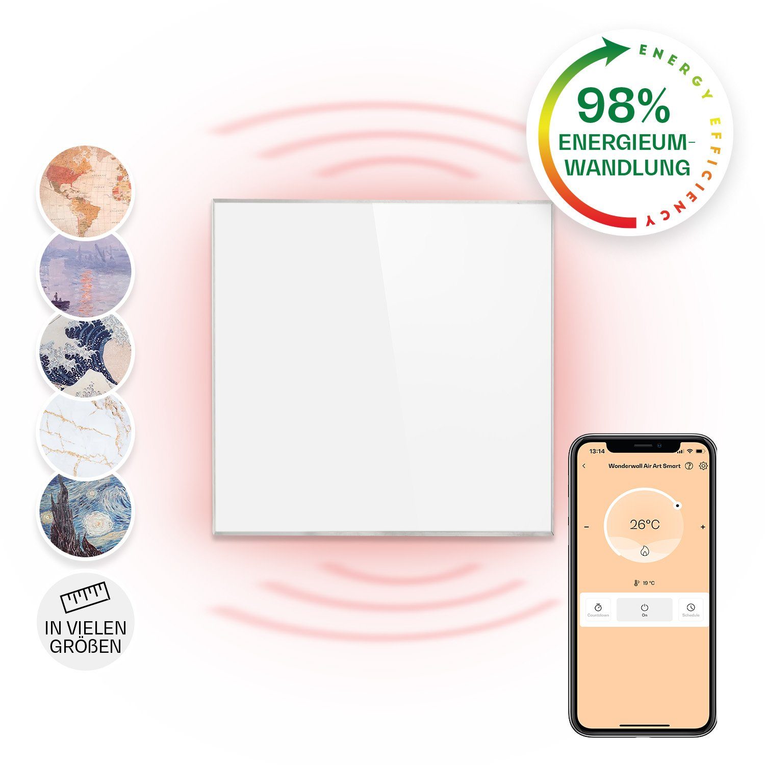Klarstein Радиаторы Wonderwall Smart 360, elektrische Infrarot Wandheizung Thermostat Bild Heizung elektrisch