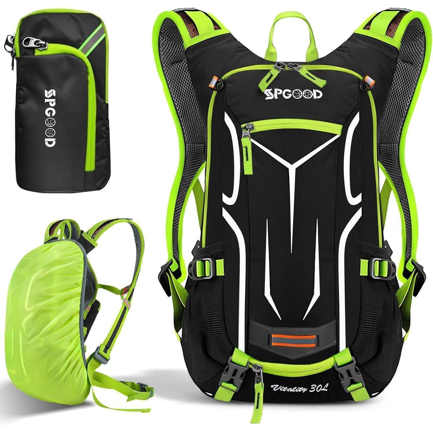 Fahrradrucksack Fahrradrucksack 25L 30L wasserdicht Helmabdeckung MTB Grün Schwarz 20L