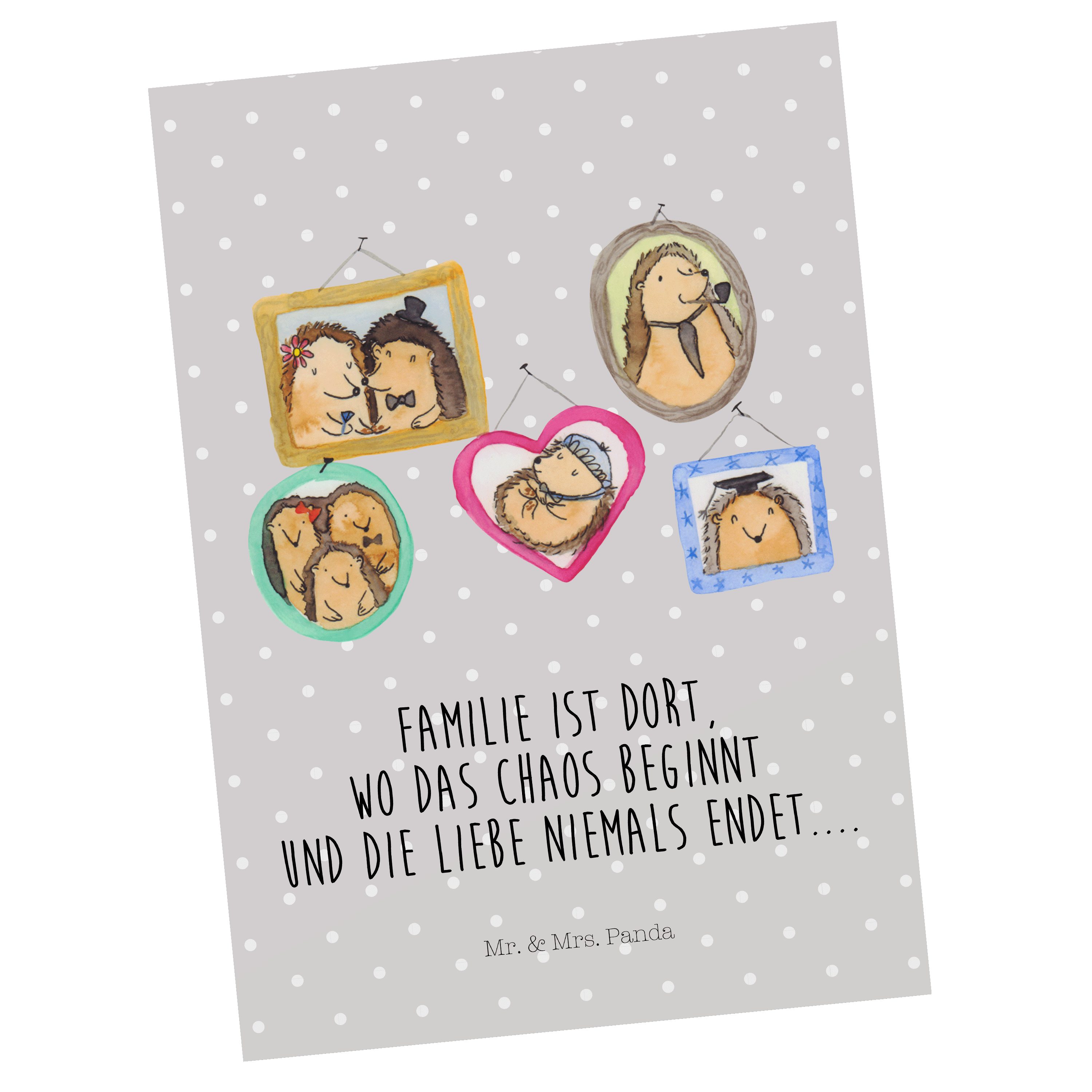 Mr. & Mrs. - Geschenk, Familie Pastell - Igel Papa, Grau Panda Postkarte Einladungskarte Mama