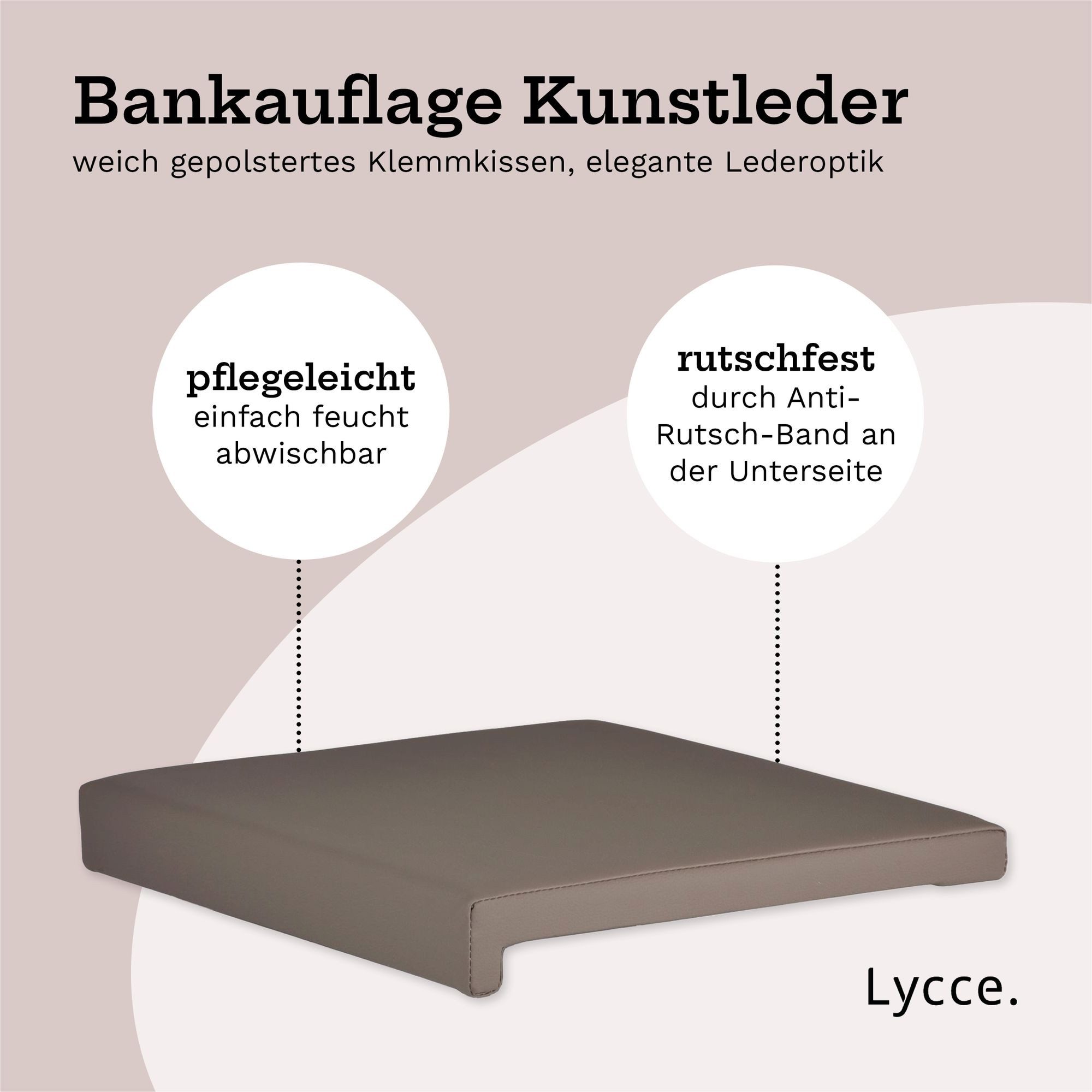 Lycce Bankauflage Klemmkissen, Sitzkissen 1 Leiste, 35cm Klemmtiefe, weich gepolstert, (1 St), verrutscht nicht, hochwertiger Kunstlederbezug, verschiedene Farb – Bild 3 von 5
