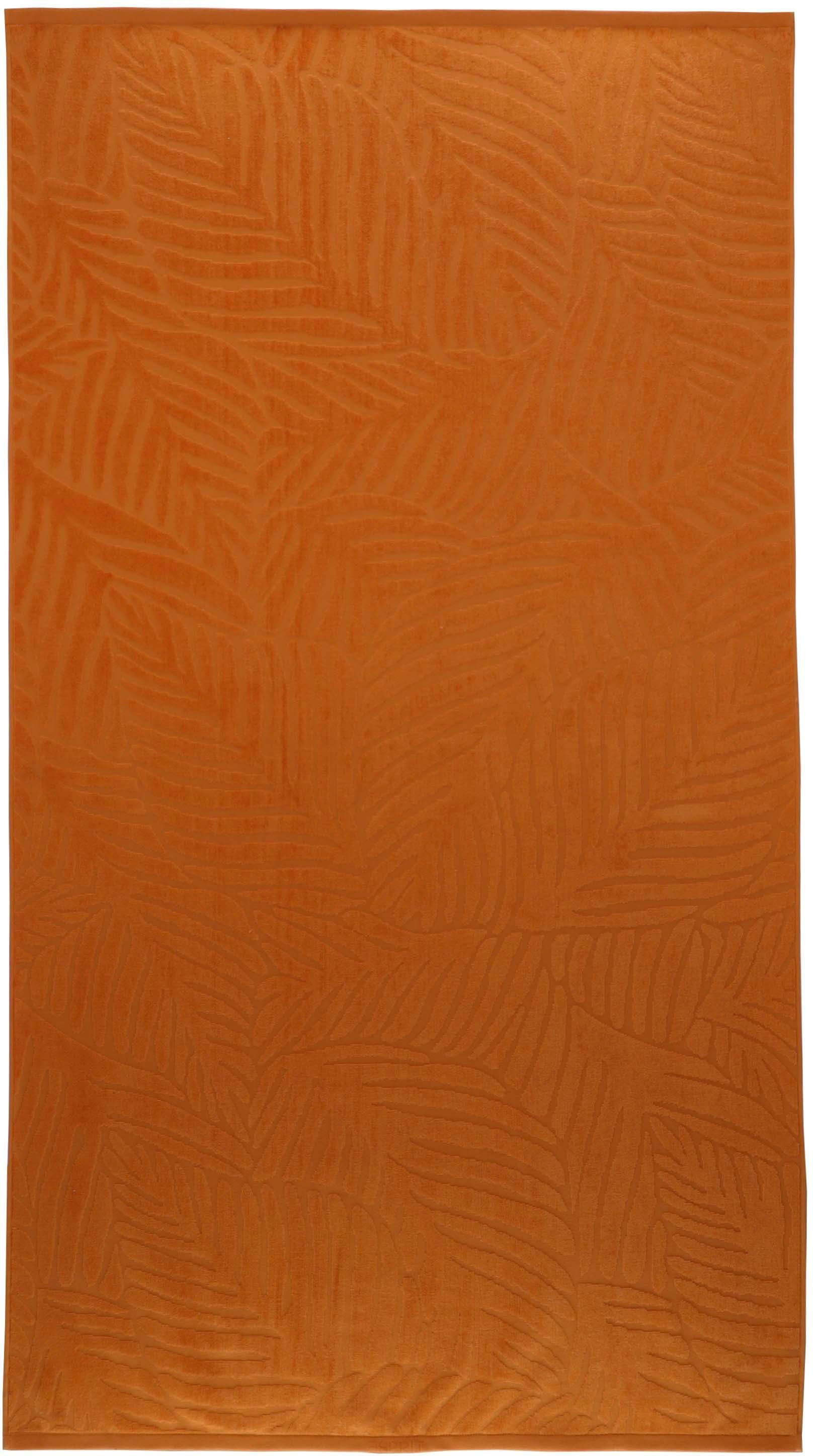 Esprit Strandtuch Design Tropical Palmenblatt modernes Badetuch, (1-St), carrot Velours Beach