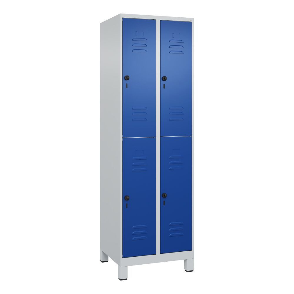 C+P Garderobenschrank Doppel-Garderobenschrank Classic Plus, Abteilbreite 30 cm, mit Füßen Sicherheits-Drehriegel, kein Aufbrechen durch Überdrehen