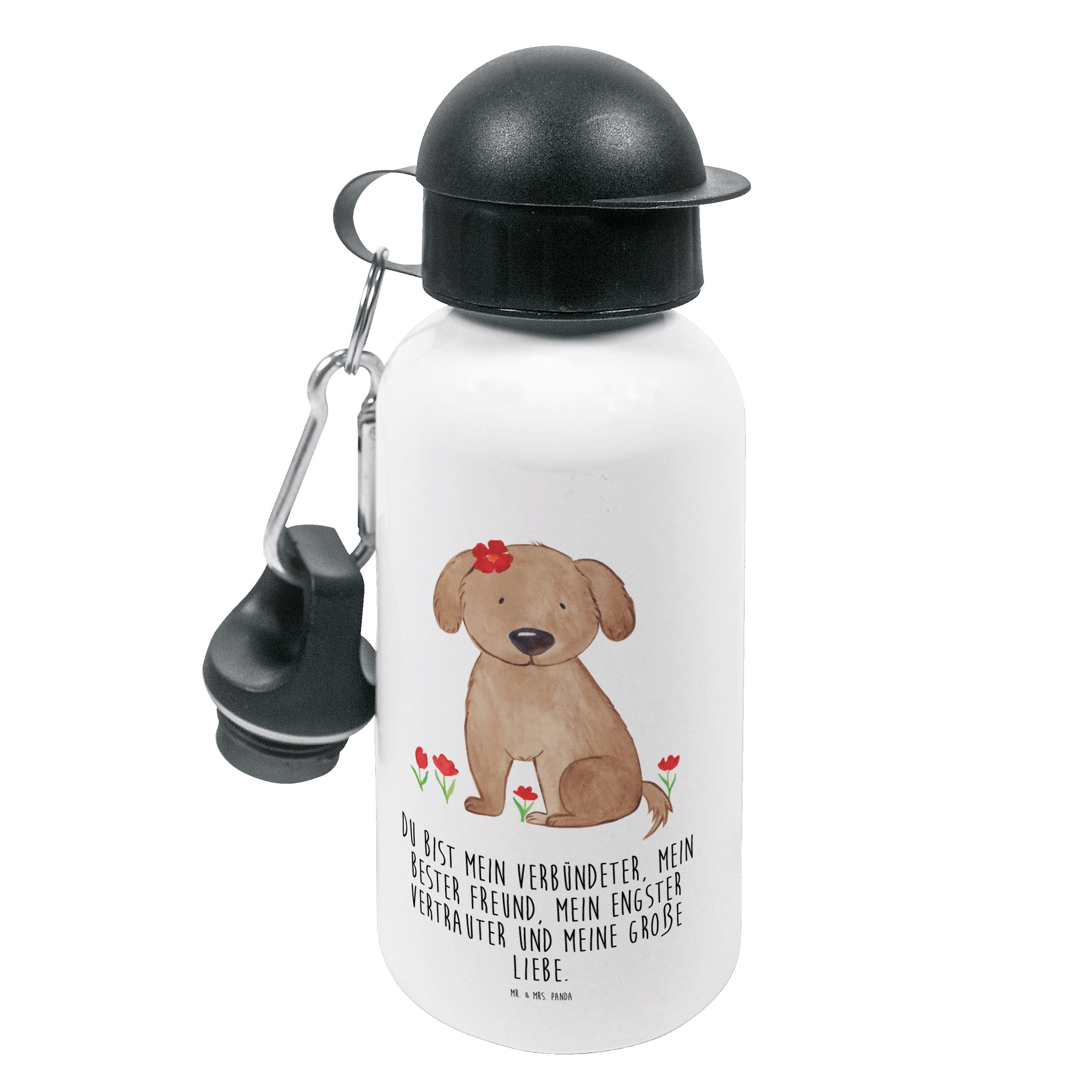 Mr. & Mrs. Panda Trinkflasche Hund Hundedame - Weiß - Geschenk, Kindergarten Flasche, Hundeglück, H