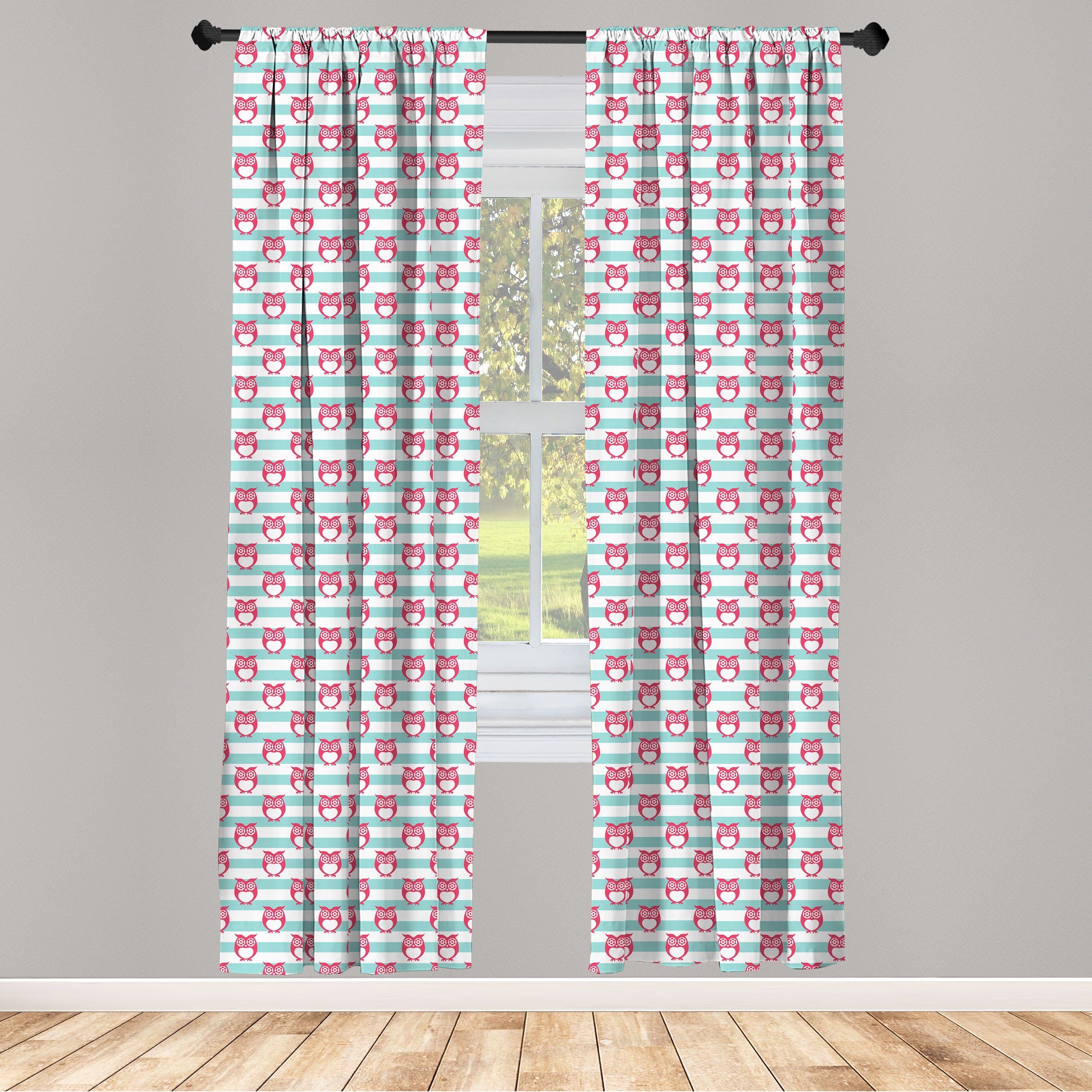 Microfaser, Eule Gardine Schlafzimmer für Positive Stimmung Abakuhaus, Wohnzimmer Dekor, Blumen-Augen Vorhang