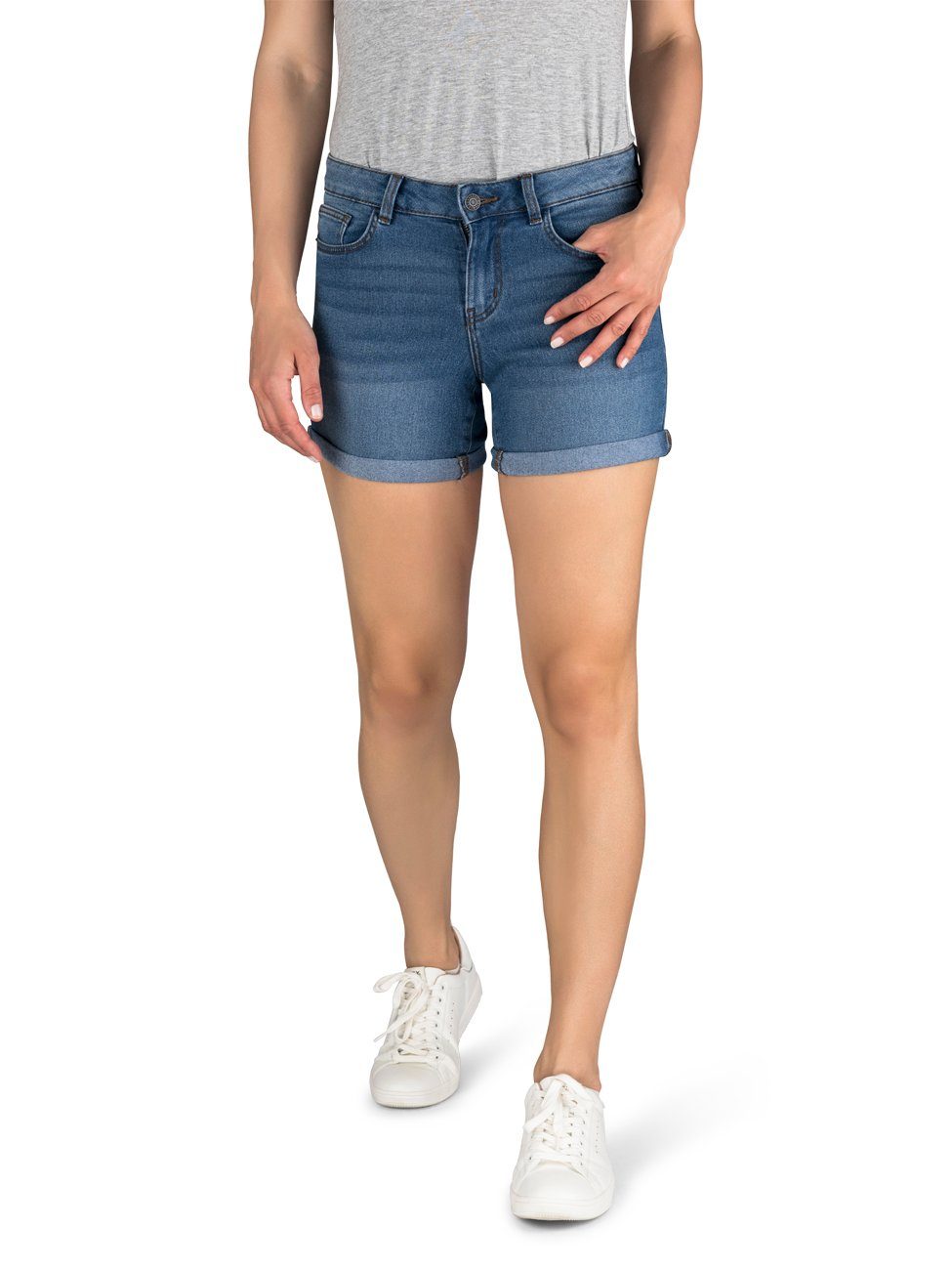 Noisy may Jeansshorts Damen Shorts BeLucky 2er Pack Regular Fit Basic Hotpants mit Stretch