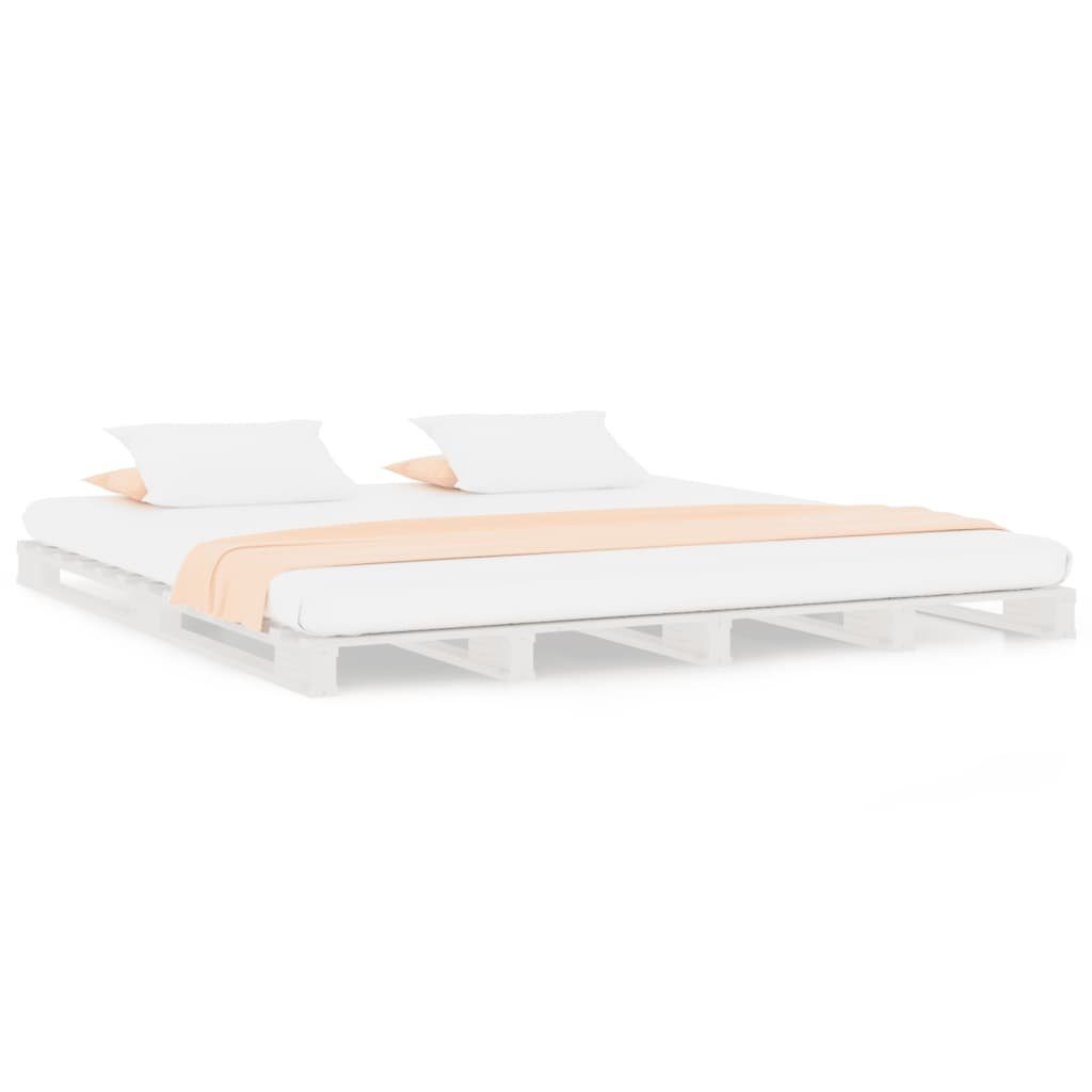 furnicato Bett Paletten-Bettgestell aus massivem Holz Weiß 200x200x11 cm (1-tlg)