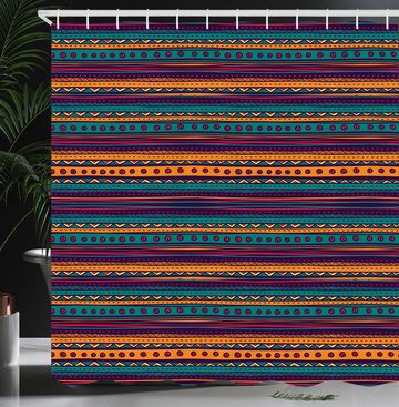 Abakuhaus Duschvorhang Moderner Digitaldruck mit 12 Haken auf Stoff Wasser Resistent Breite 175 cm, Höhe 180 cm, Gestreift Retro Aztec Kunst