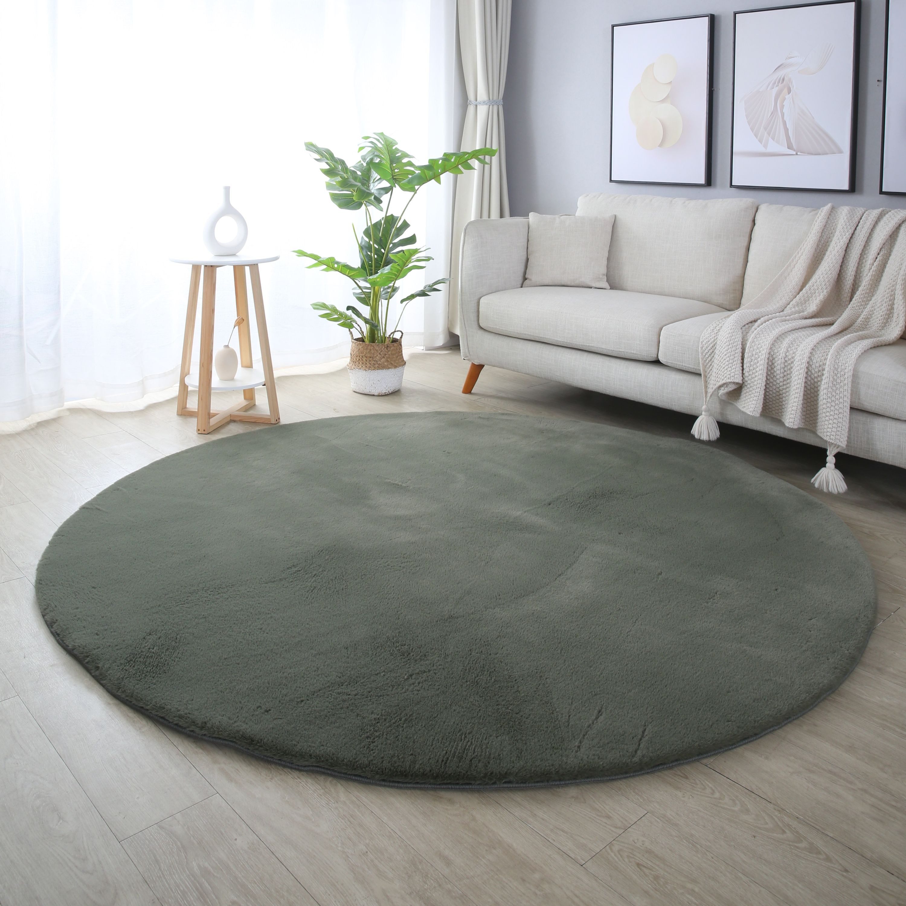 Carpettex Hochflor-Teppich Unicolor - Einfarbig, Rund, günstig online kaufen