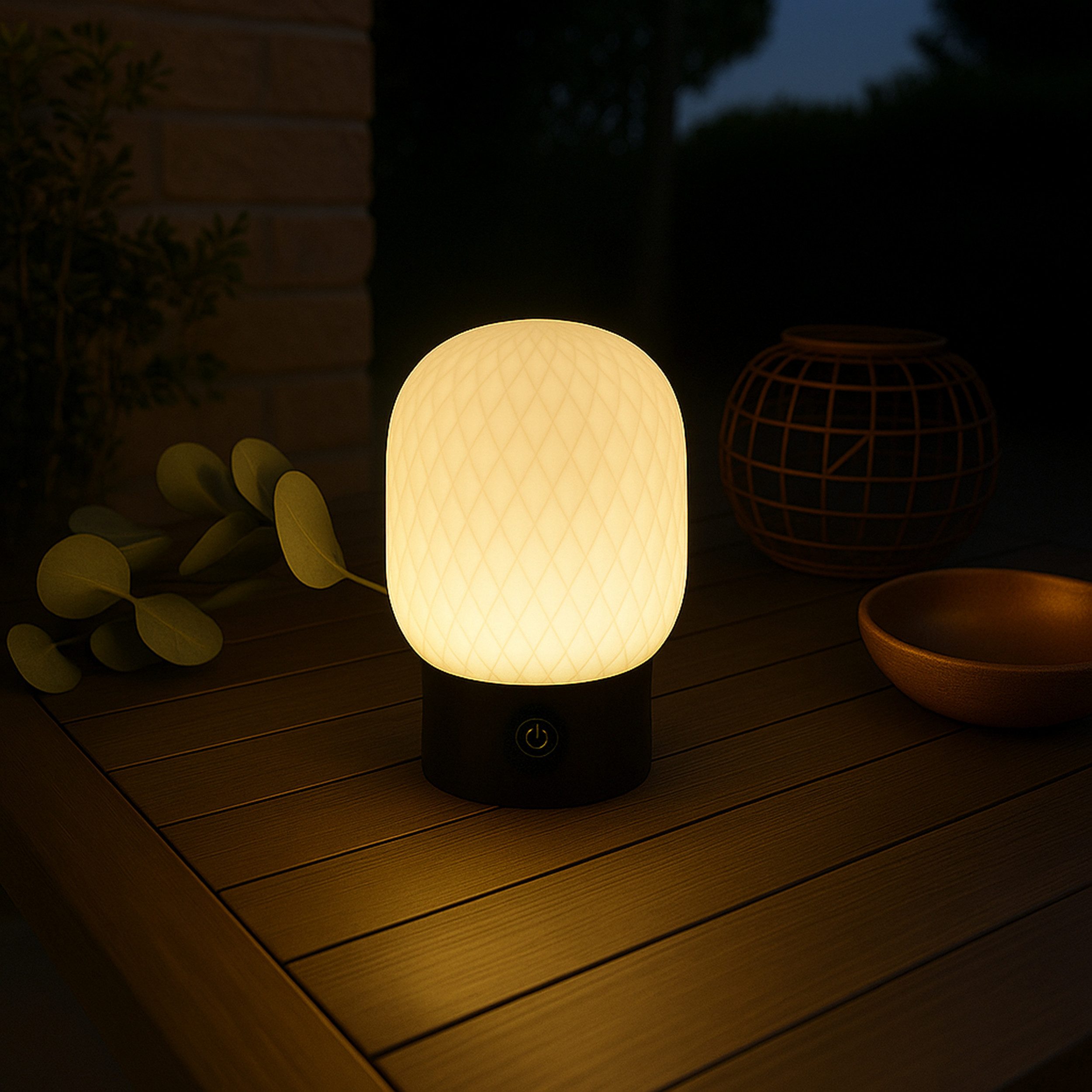 Lightbox Tischleuchte, LED fest integriert, Warmweiß, Akku Tischlampe, 20cm, 280 lm, 2700 K, RGB, dimmbar, Wireless Charging