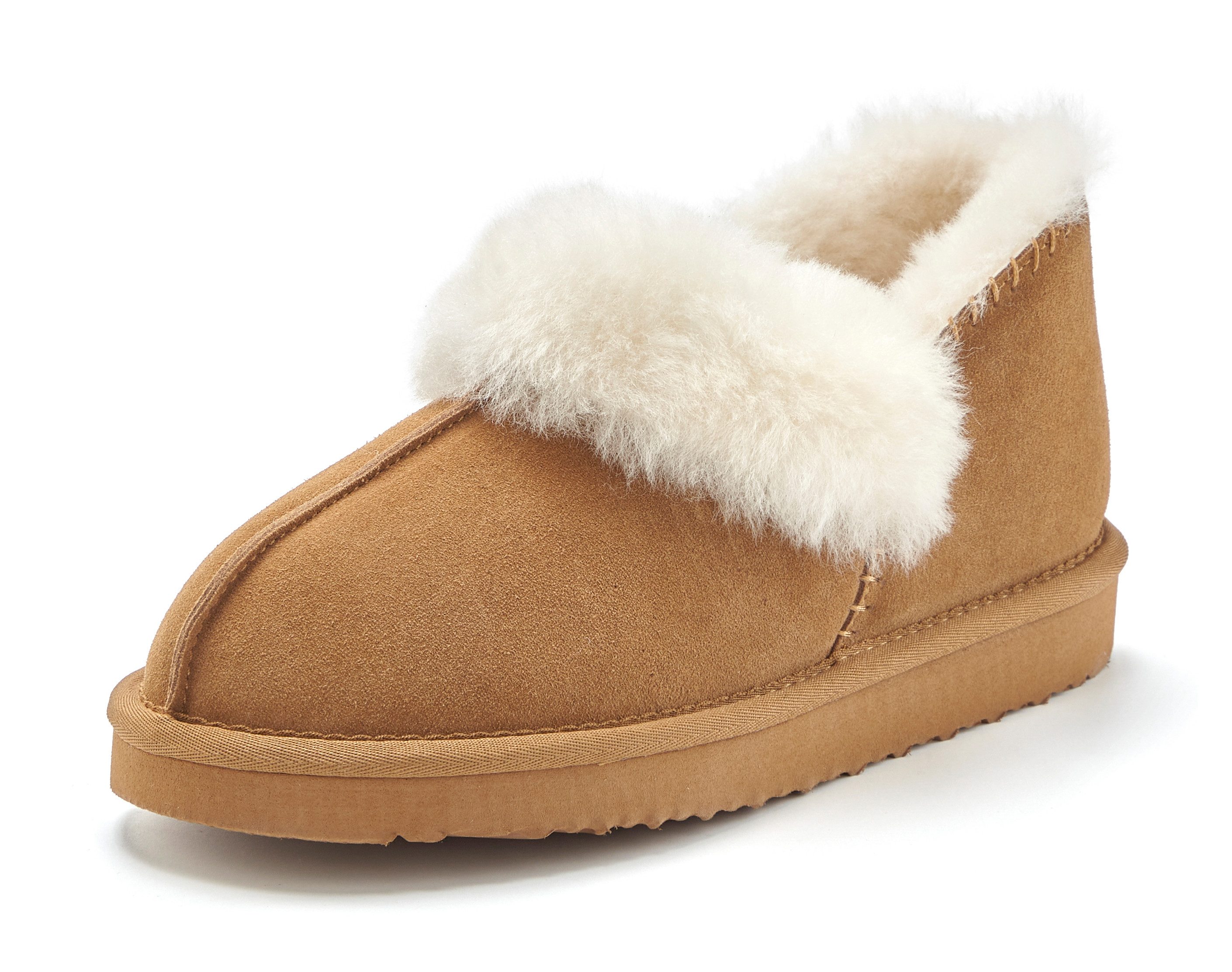 Vivance Dreams by Lascana Plüsch Hausschuh, Pantolette, Pantoffel, Homeslippers Hausschuh mit kuscheligem Lammfell aus Leder