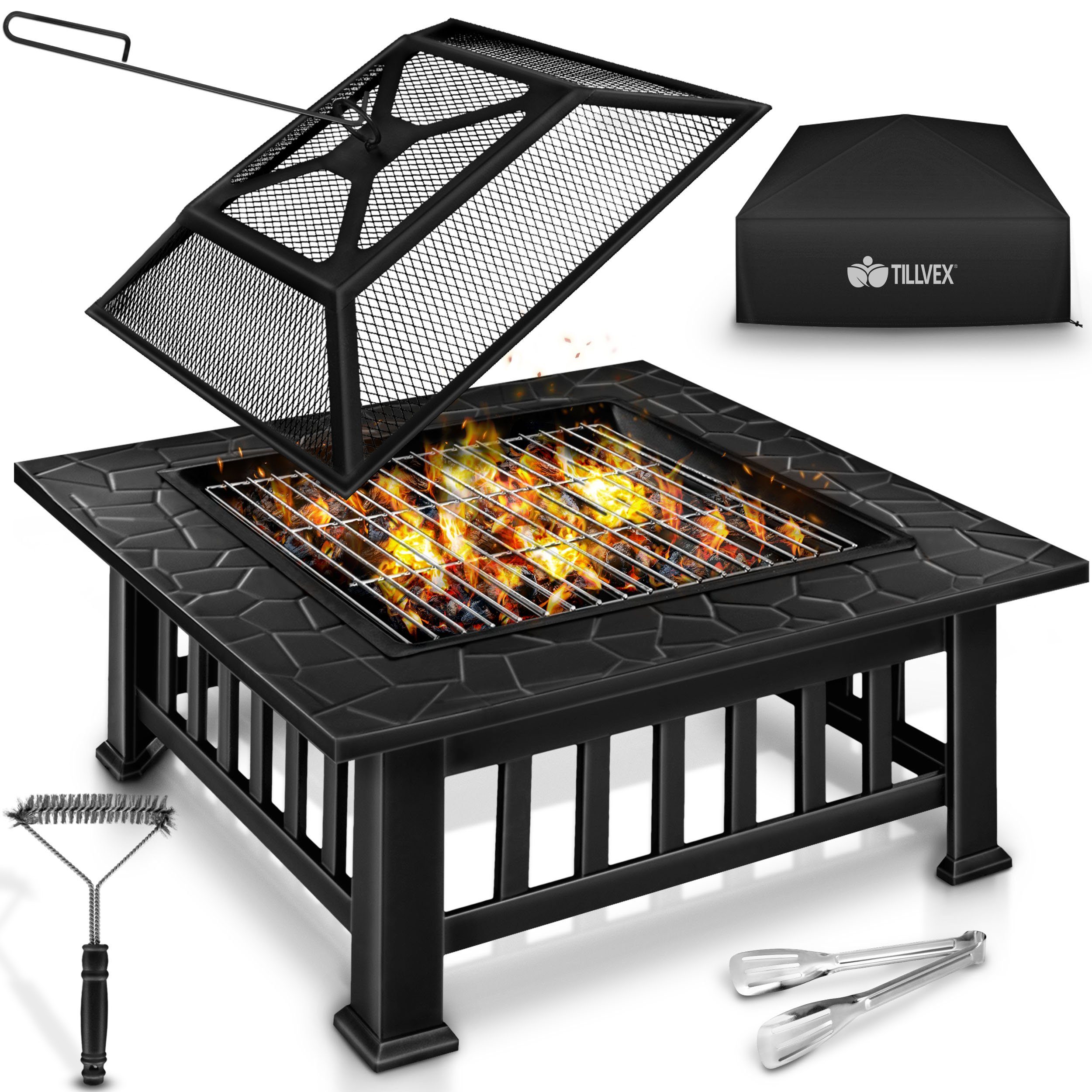 tillvex Feuerschale »tillvex Feuerschale mit Funkenschutz Grill Feuerst
