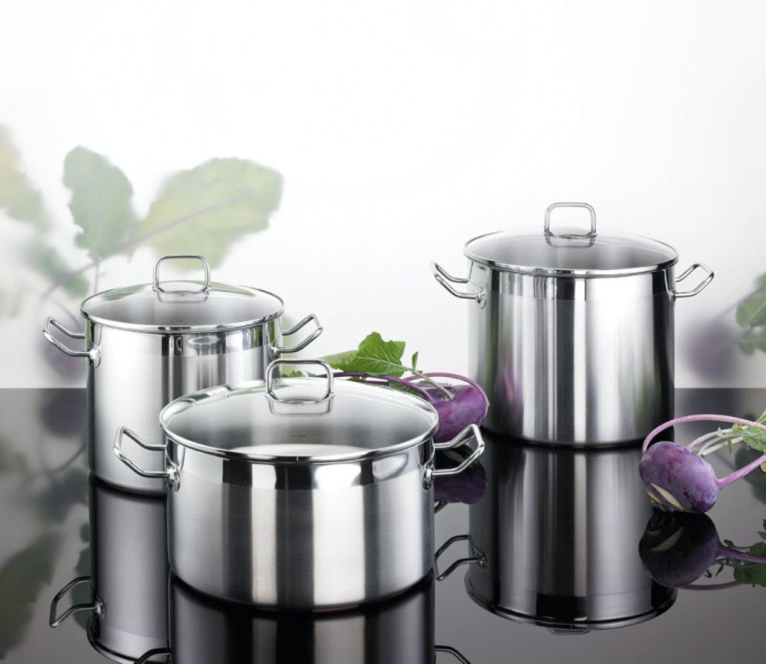 SCHULTE-UFER Kochtopf ProfessPlus i, Edelstahl (Set, 2-tlg., 1 x Topf, 1 x Deckel), Ø 28 cm