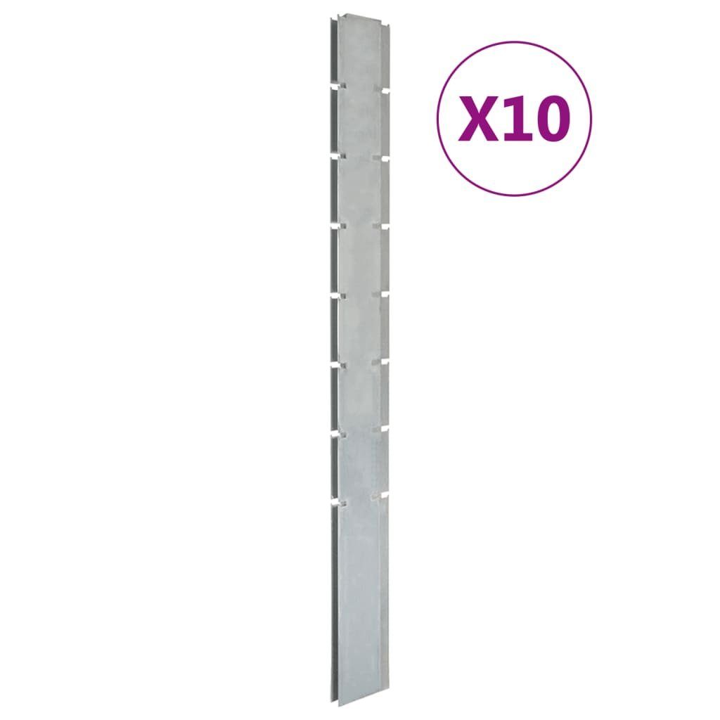 vidaXL Zaunpfosten Zaunpfosten 10 Stk. Silbern 200 cm Verzinkter Stahl, (10-St)