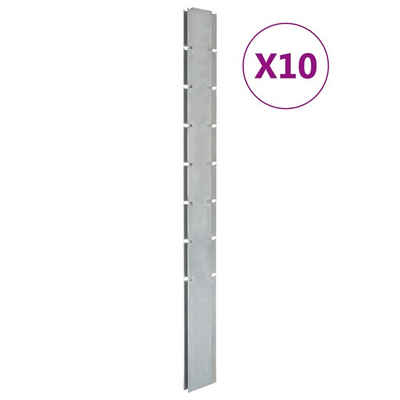 vidaXL Zaunpfosten Zaunpfosten 10 Stk. Silbern 200 cm Verzinkter Stahl, (10-St)