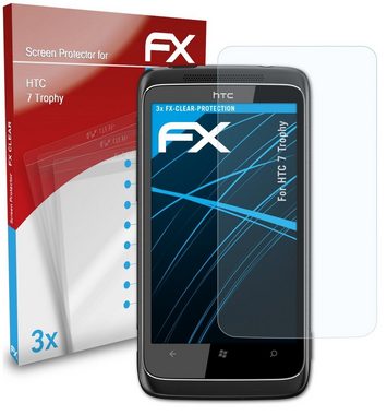 atFoliX Schutzfolie Displayschutz für HTC 7 Trophy, (3 Folien), Ultraklar und hartbeschichtet