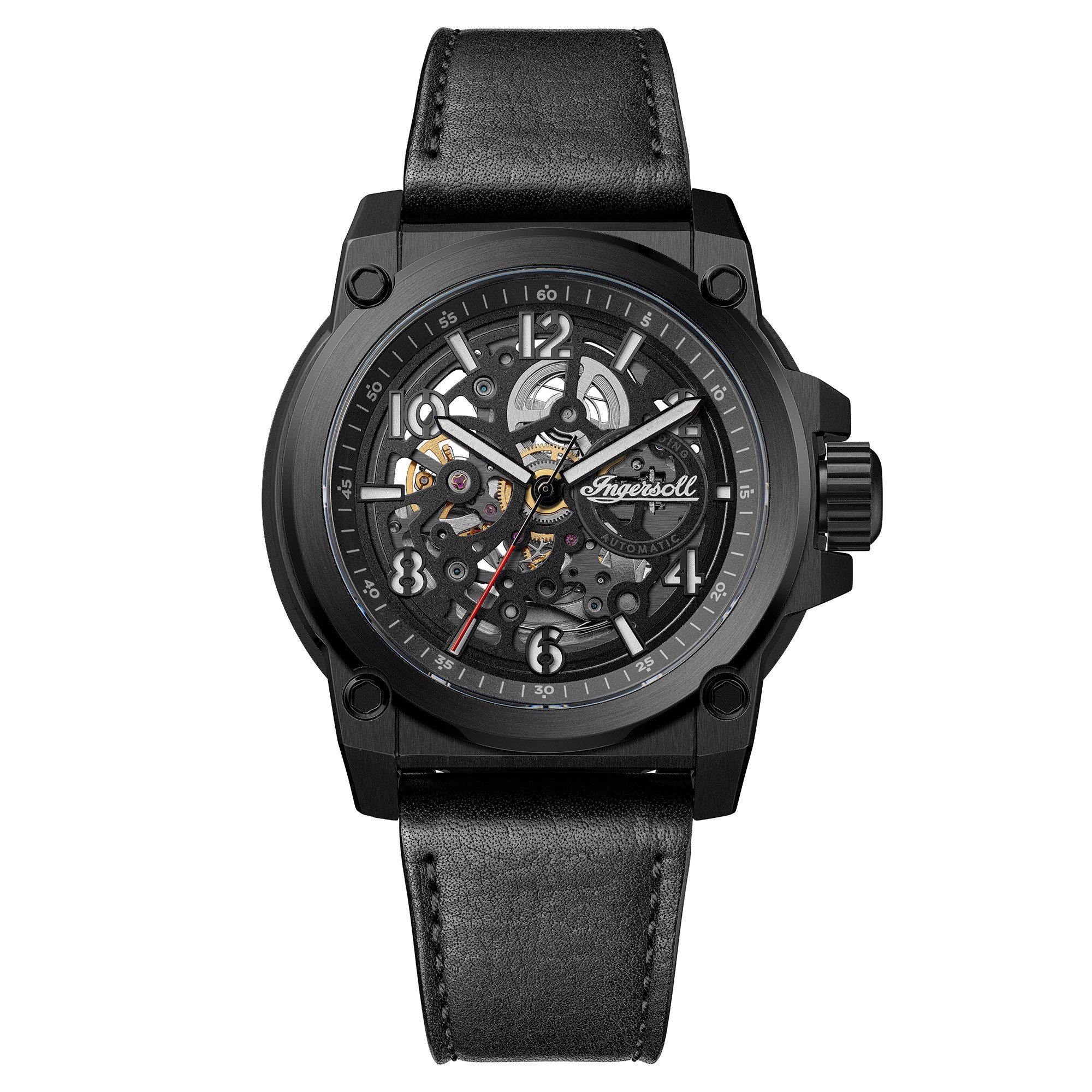 Ingersoll Automatikuhr The Anvil I16602, Armbanduhr, Herrenuhr, Mechanische Uhr, Lederarmband, analog