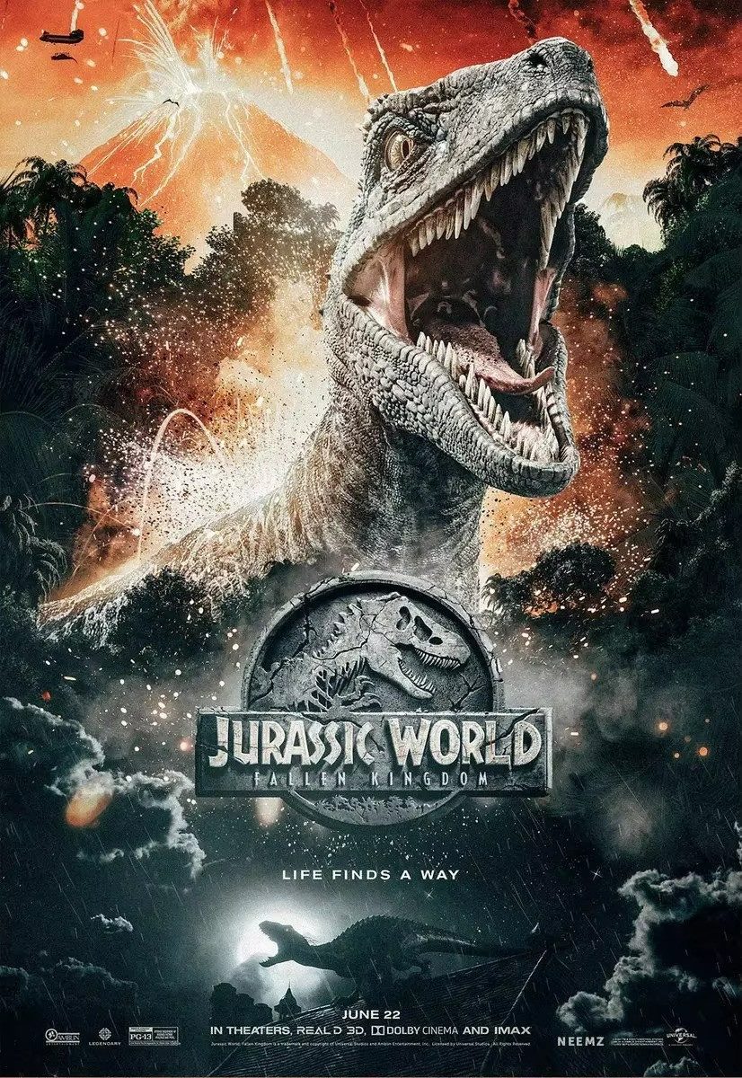 TPFLiving Kunstdruck (OHNE RAHMEN) Poster - Leinwand - Wandbild, Jurassic World Dominion Moderne Dinosaurier Filmdrucke auf Leinwand (Leinwandbild XXL), Farben: Schwarz, Gelb, Blau, Weiß, Orange, Rot -Größe: 20x30cm