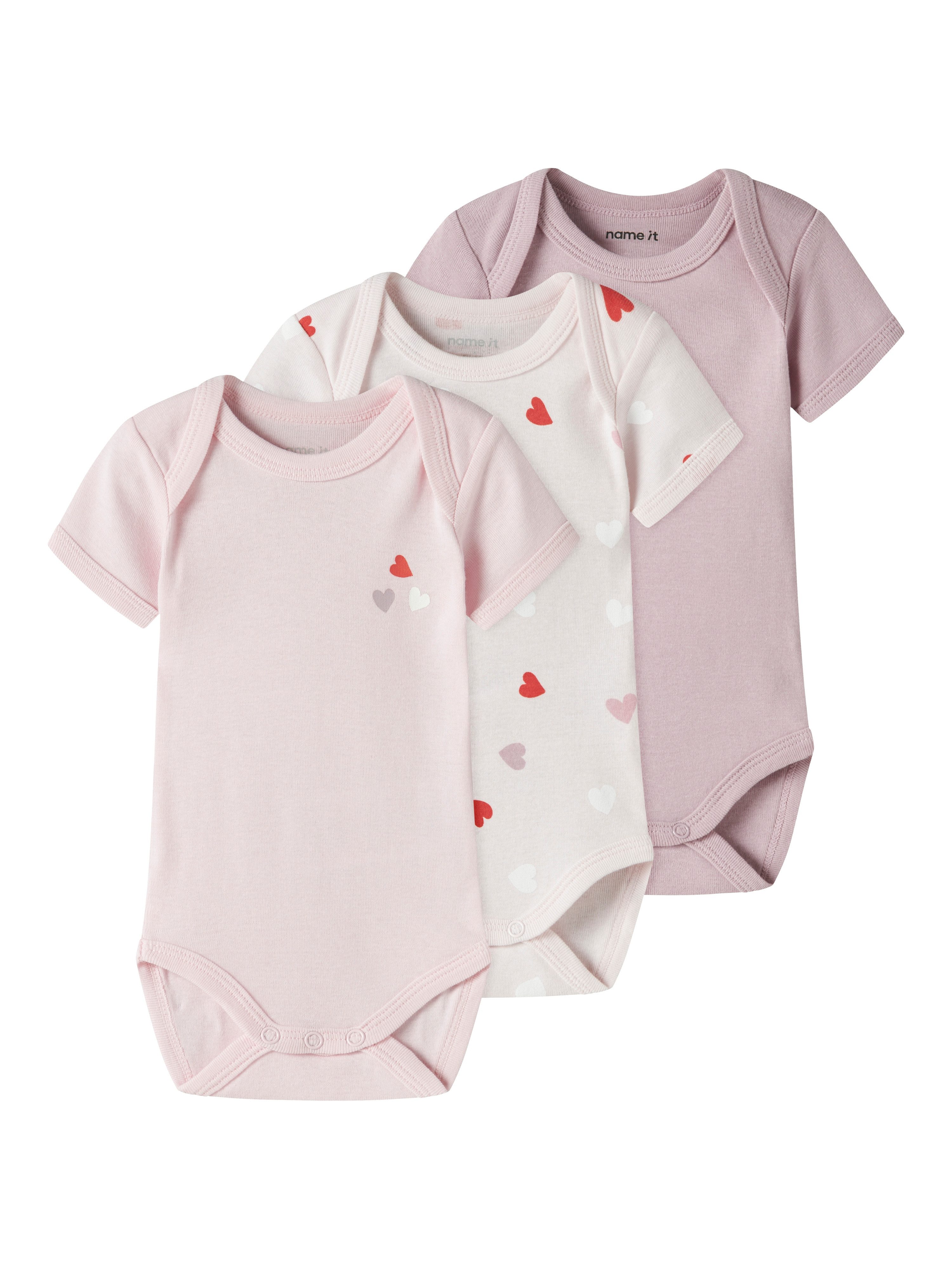 Name It Kurzarmbody NBFBODY 3P SS CARINARIA HEART NOOS (Packung, 3-tlg)