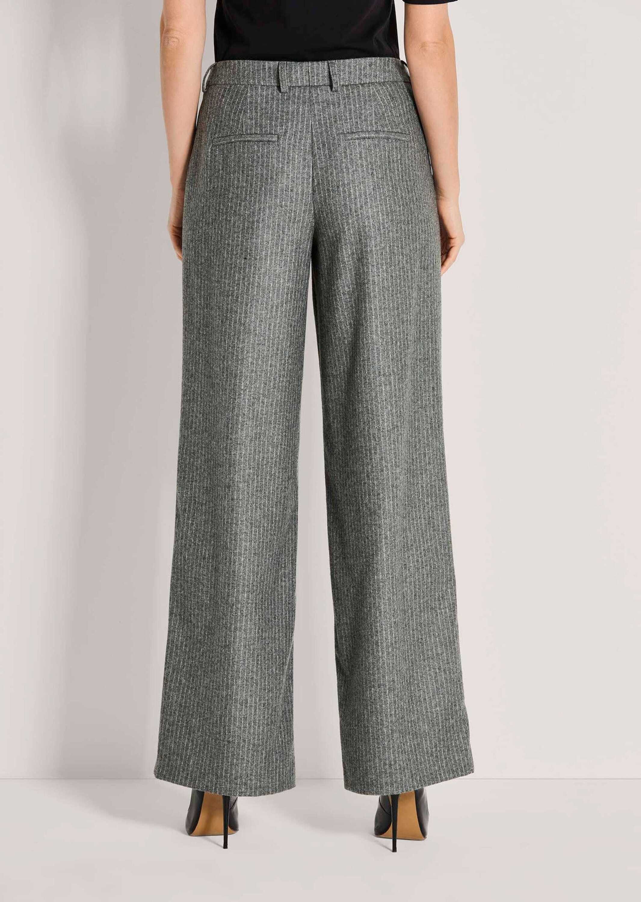 MADELEINE Bundfaltenhose Flanellhose mit weitem Bein Businesshose aus weichem Flanell mit breitem Formbund