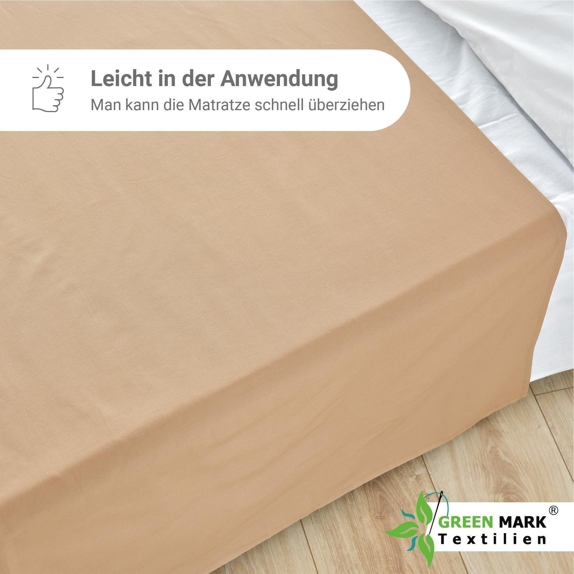 NatureMark Bettlaken klassisches Betttuch Haustuch, 100% Baumwolle, Gummizug: ohne, (1 Stück), Laken Haustuch, viele Größen und Farben, 140x200 cm, Sand