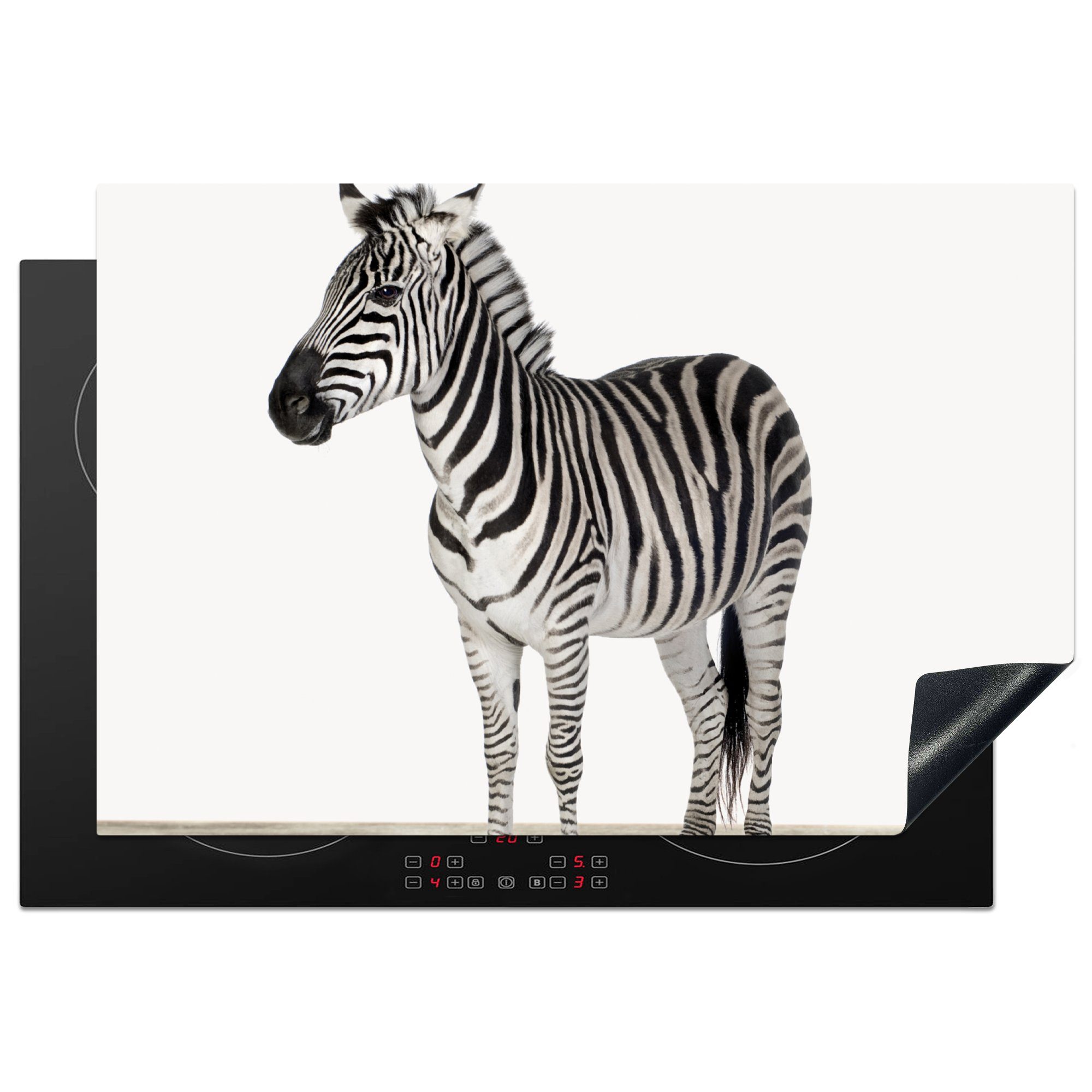 MuchoWow Herdblende-/Abdeckplatte Zebra - Mädchen - Tiere - Kinder - Jungen, Vinyl, (1 tlg), 77x51 cm, Ceranfeldabdeckung, Arbeitsplatte für küche
