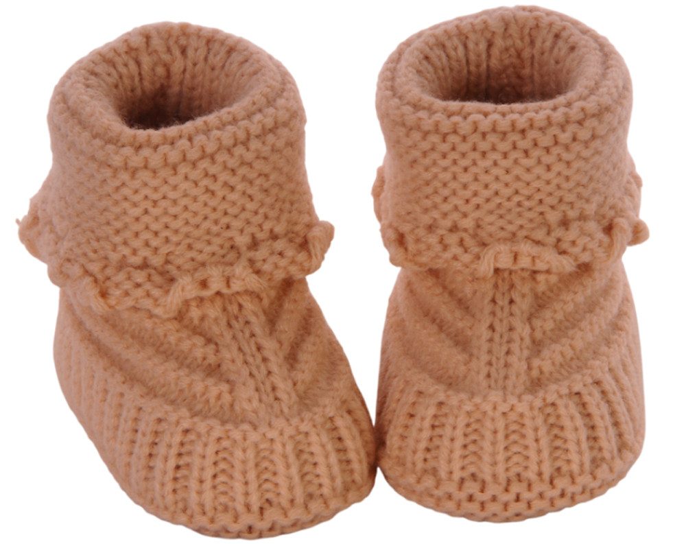 La Bortini Füßlinge Baby Strickschuhe Socken 0-6Mon Stricksocken Erstlingssocken in Beige weich, neutral, ab 0Mon